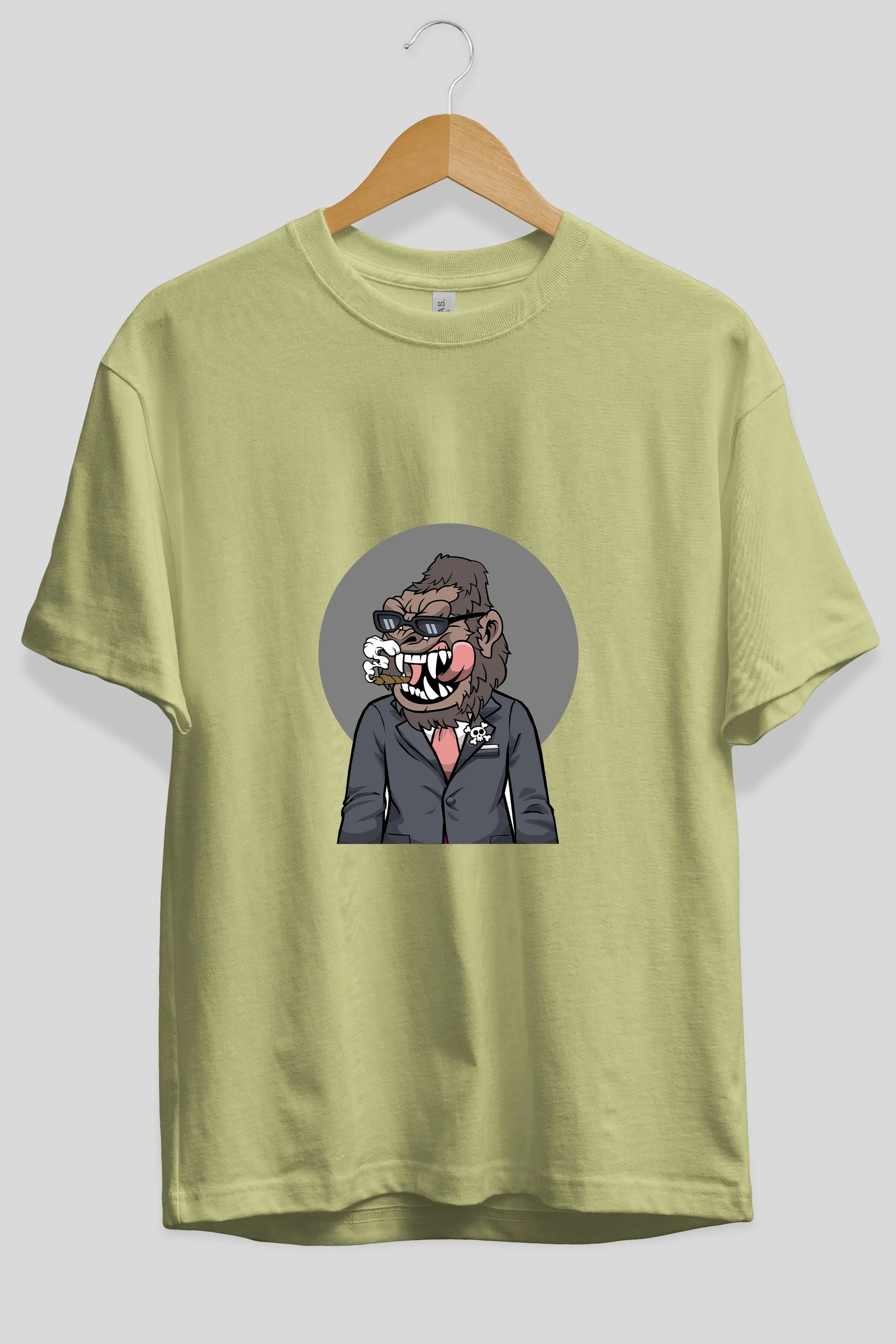 Monkey Suits Ön Baskılı Oversize t-shirt Erkek Kadın Unisex %100 Pamuk tişort