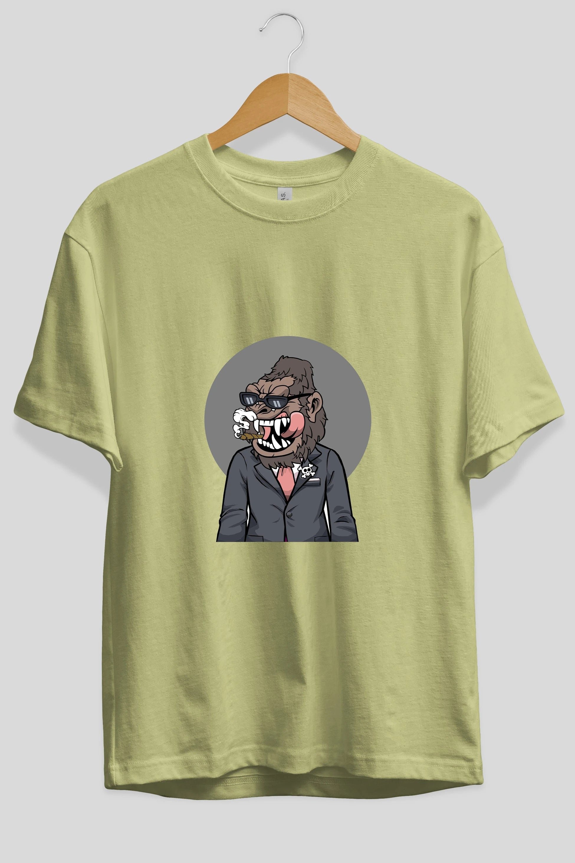 Monkey Suits Ön Baskılı Oversize t-shirt Erkek Kadın Unisex %100 Pamuk tişort