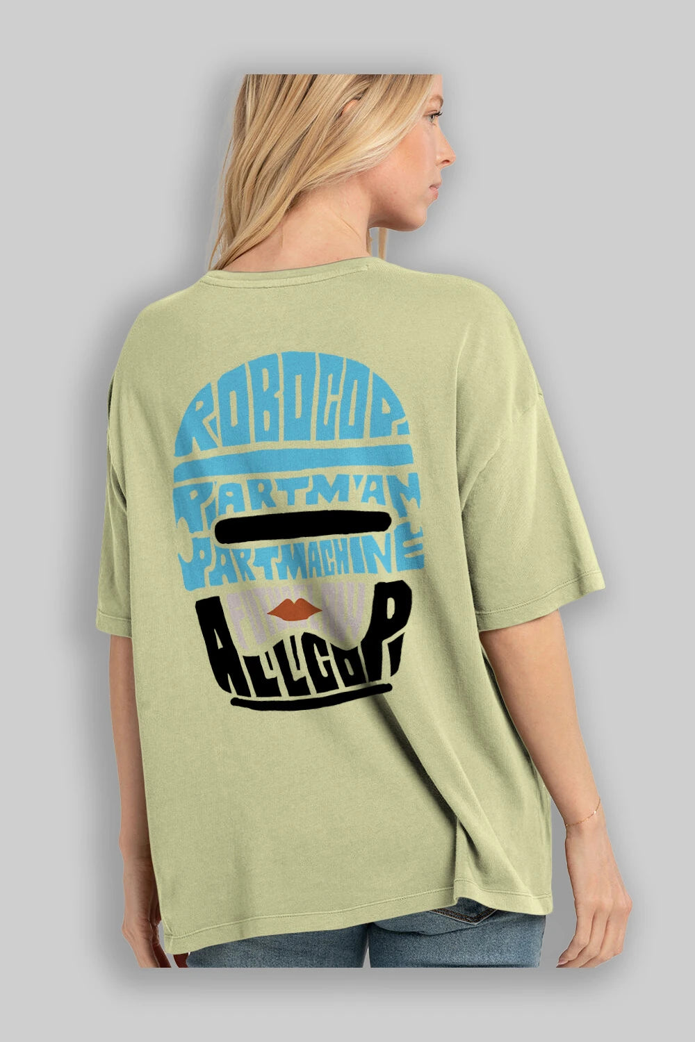 Robocop Arka Baskılı Oversize t-shirt %100 pamuk Erkek Kadın Unisex