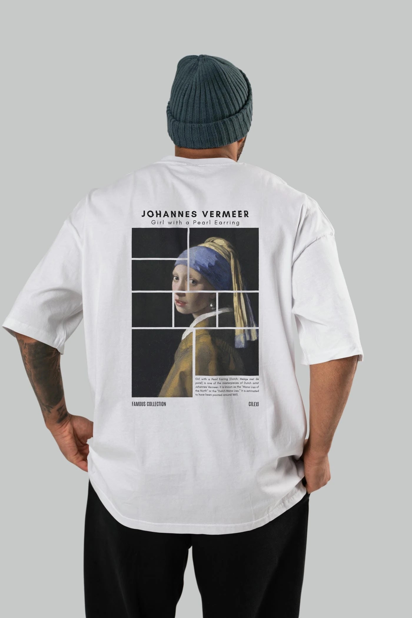 Johannes Vermeer Arka Baskılı Oversize t-shirt Erkek Kadın Bisiklet Yaka Pamuk tişort