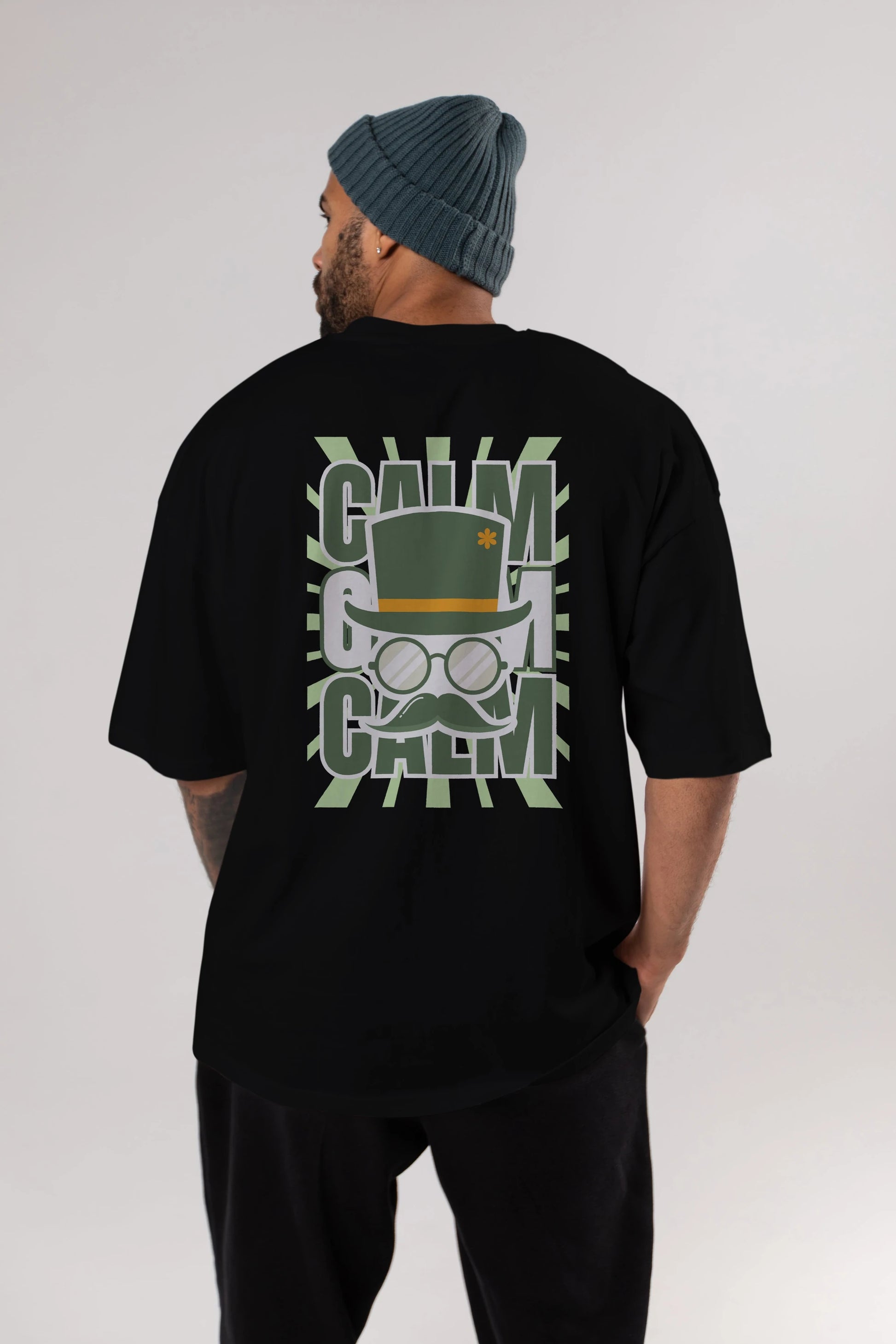 Calm Yazılı Arka Baskılı Oversize t-shirt Erkek Kadın Unisex