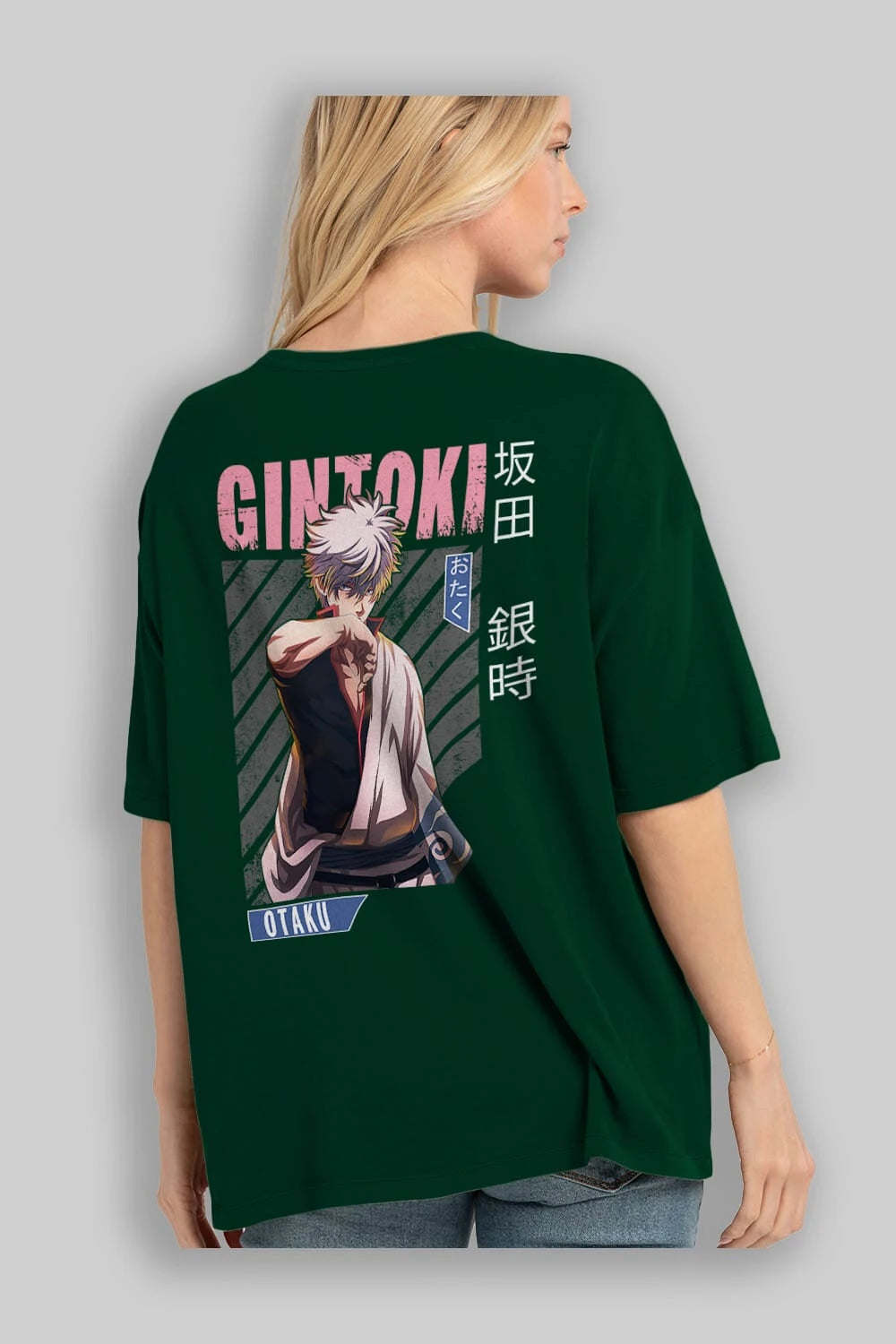 Gintoki Sakata Anime Arka Baskılı Oversize t-shirt Erkek Kadın Unisex