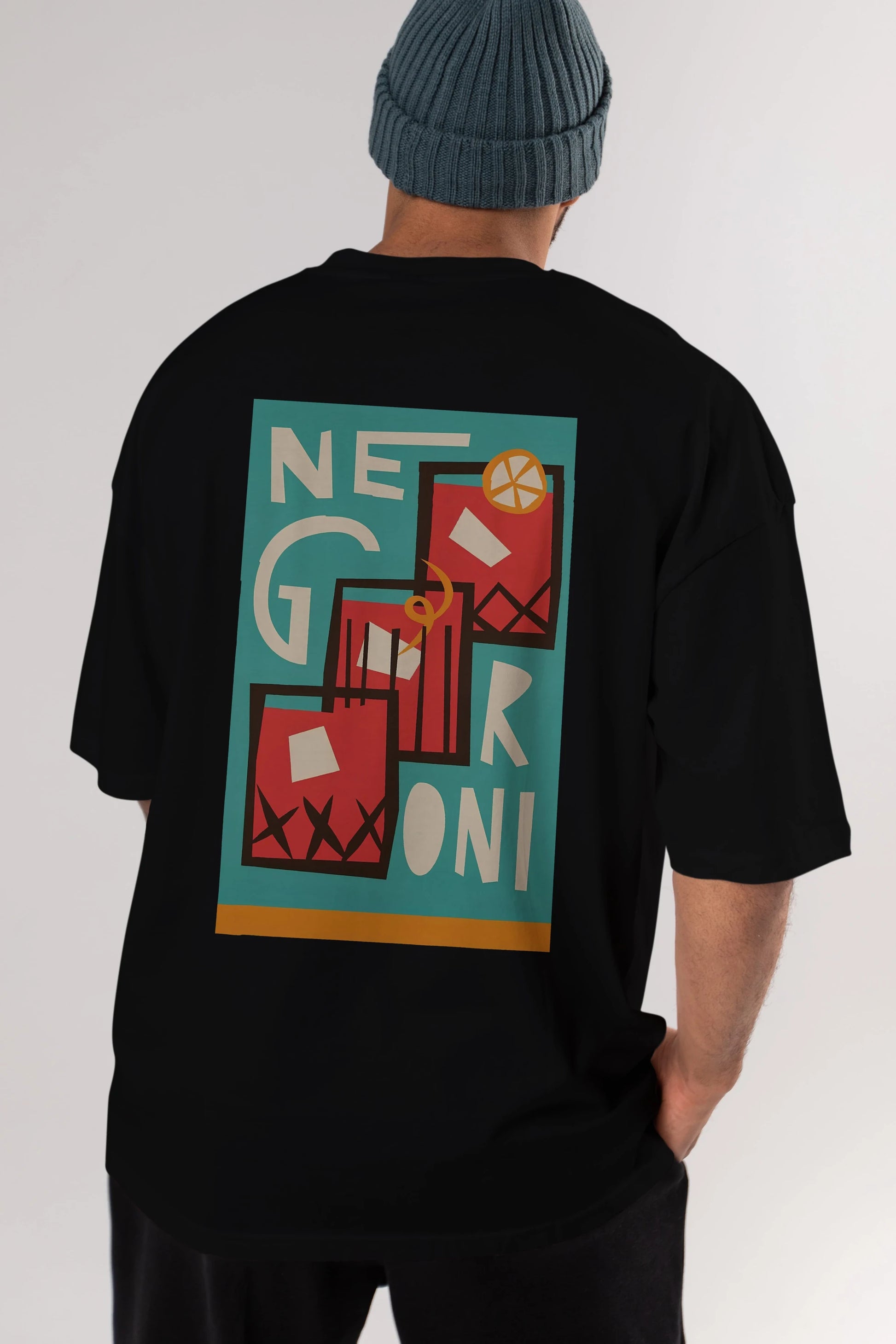 Negroni 3 Arka Baskılı Oversize t-shirt Erkek Kadın Unisex %100 Pamuk Bisiklet Yaka tişort
