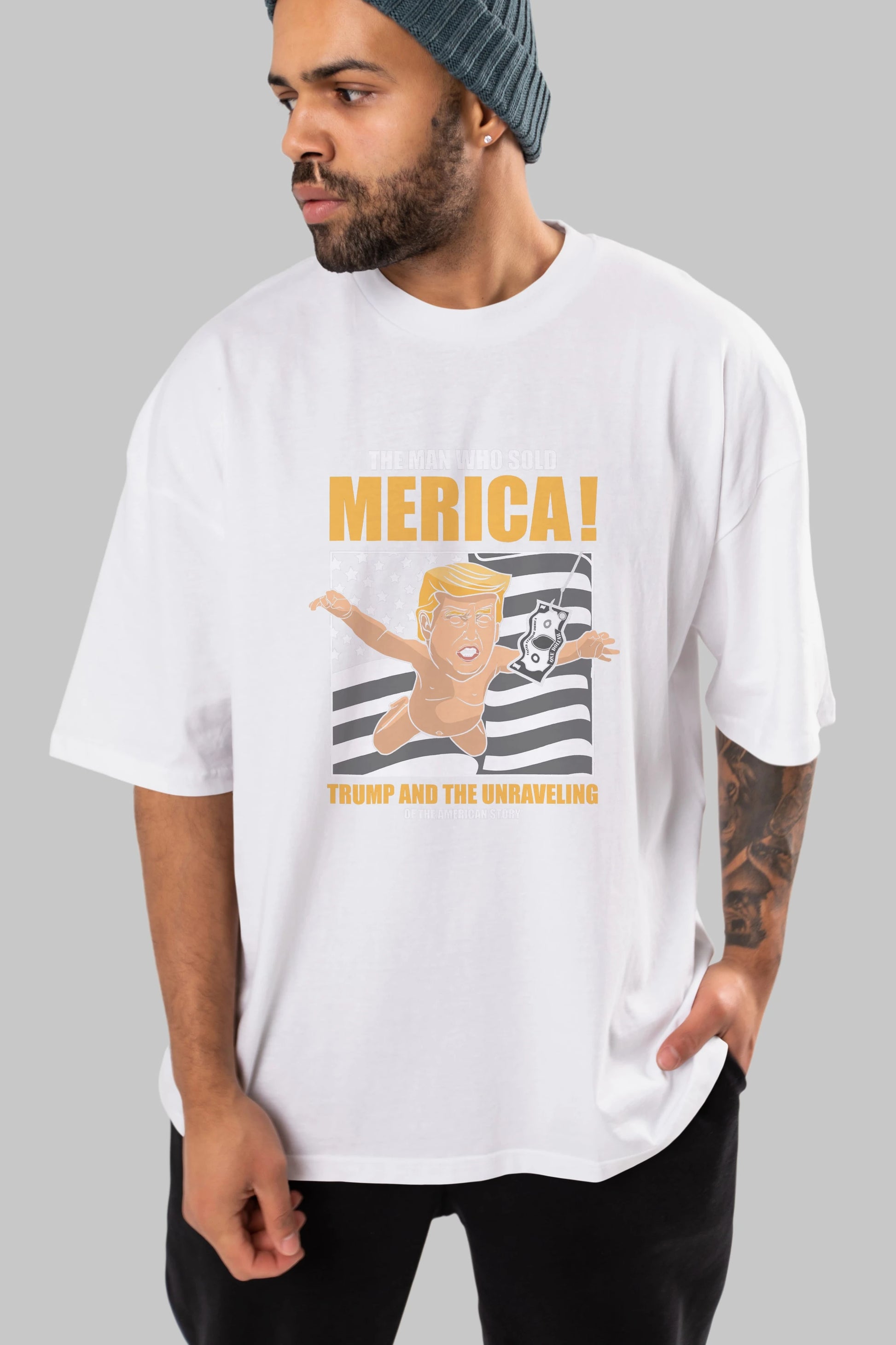 Trump Nirvana Ön Baskılı Oversize t-shirt Erkek Kadın Unisex %100 Pamuk tişort