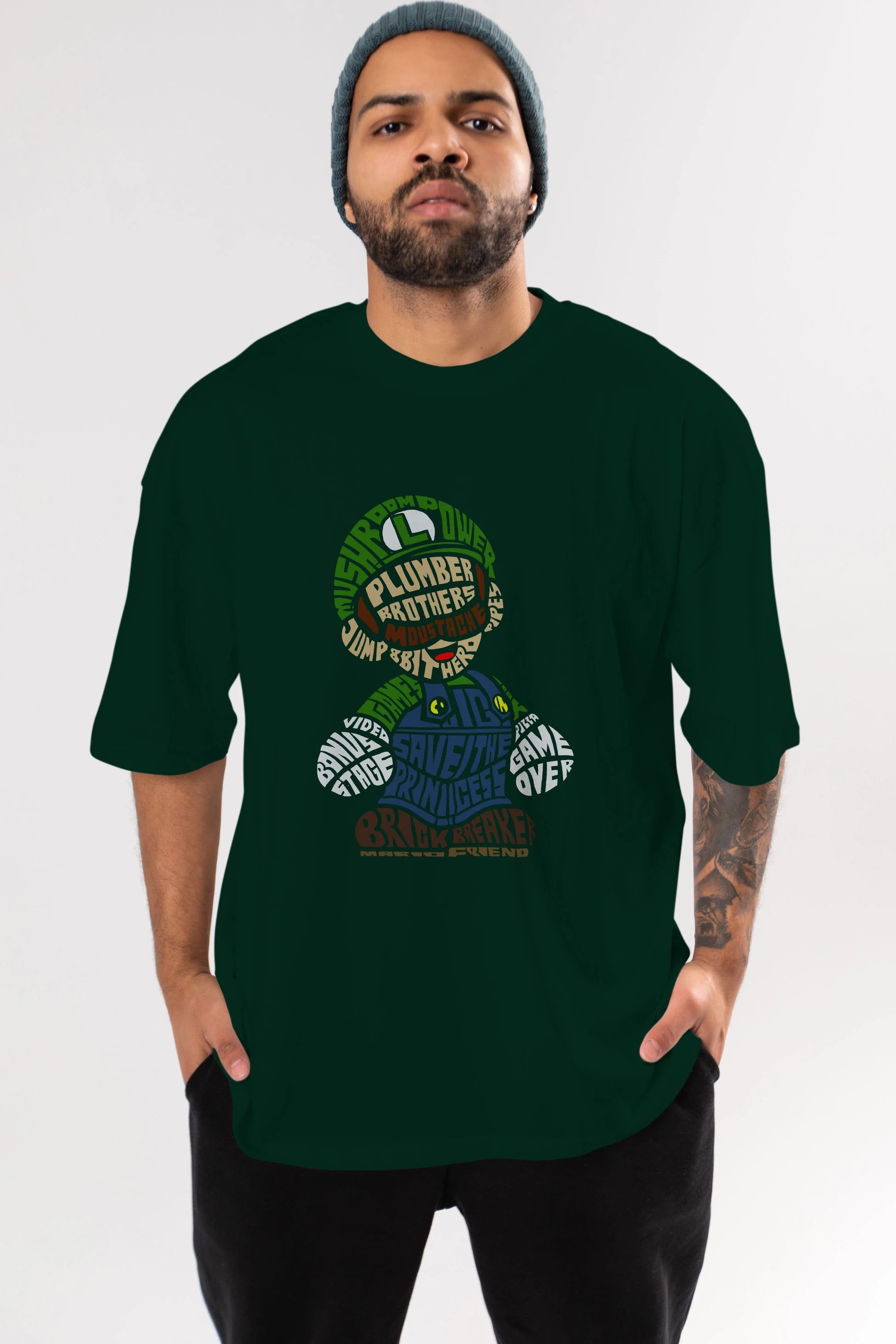 Plumber Brothers Ön Baskılı Oversize t-shirt %100 pamuk Erkek Kadın Unisex