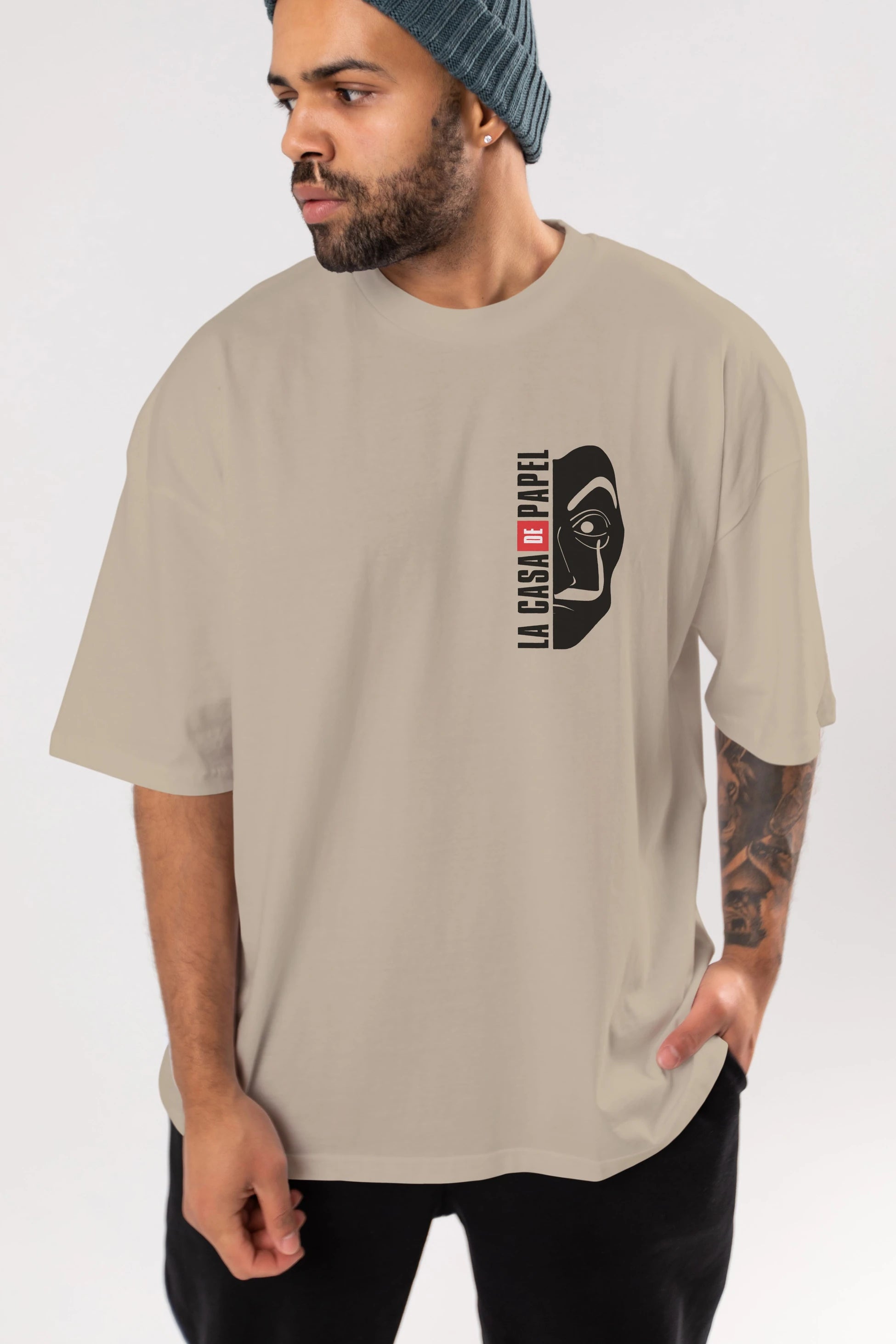 La Casa De Papel (3) Ön Sol Baskılı Oversize t-shirt Erkek Kadın Unisex %100 Pamuk Bisiklet Yaka tişort