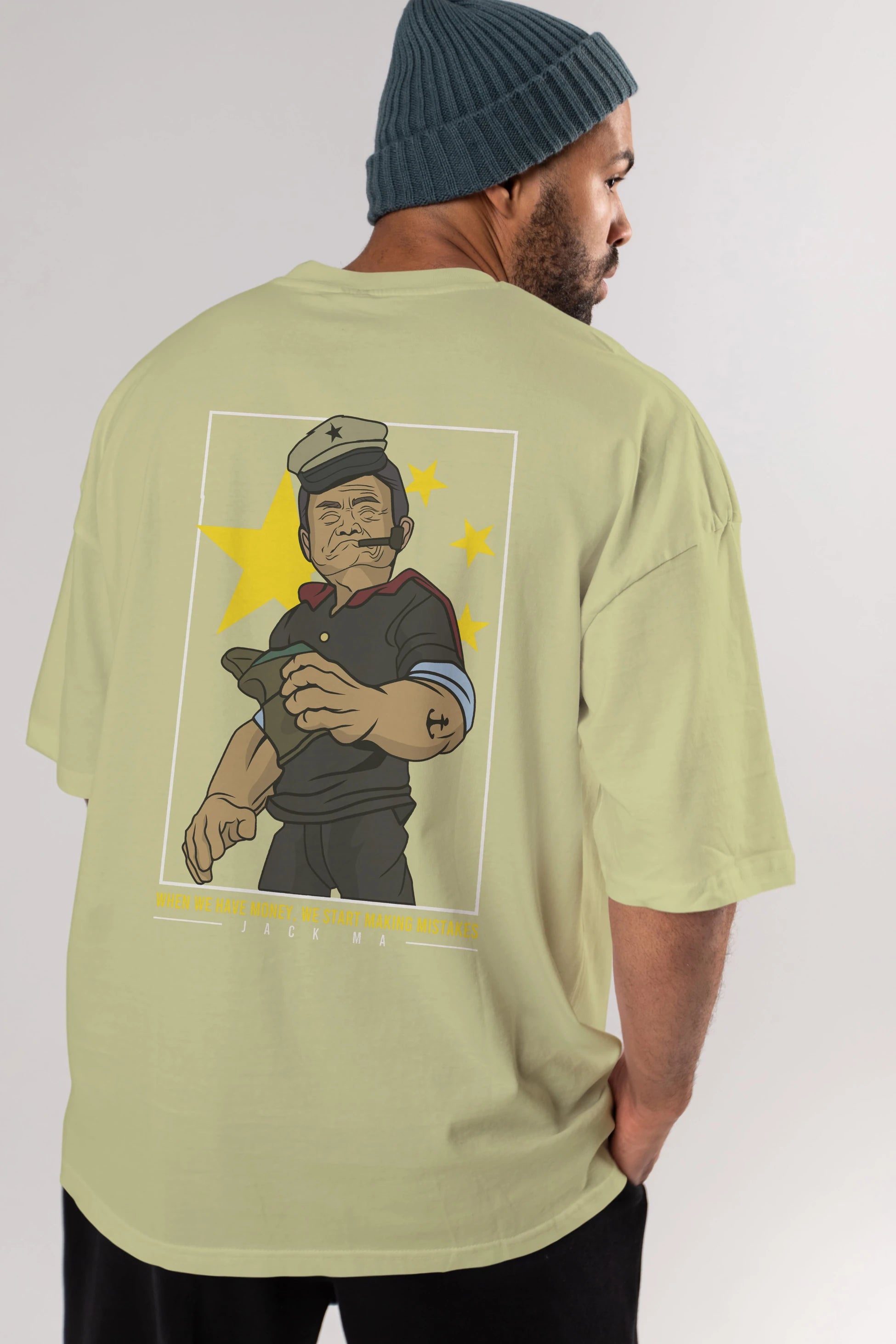 Popeye Jack Ma Arka Baskılı Oversize t-shirt Erkek Kadın Unisex %100 Pamuk tişort