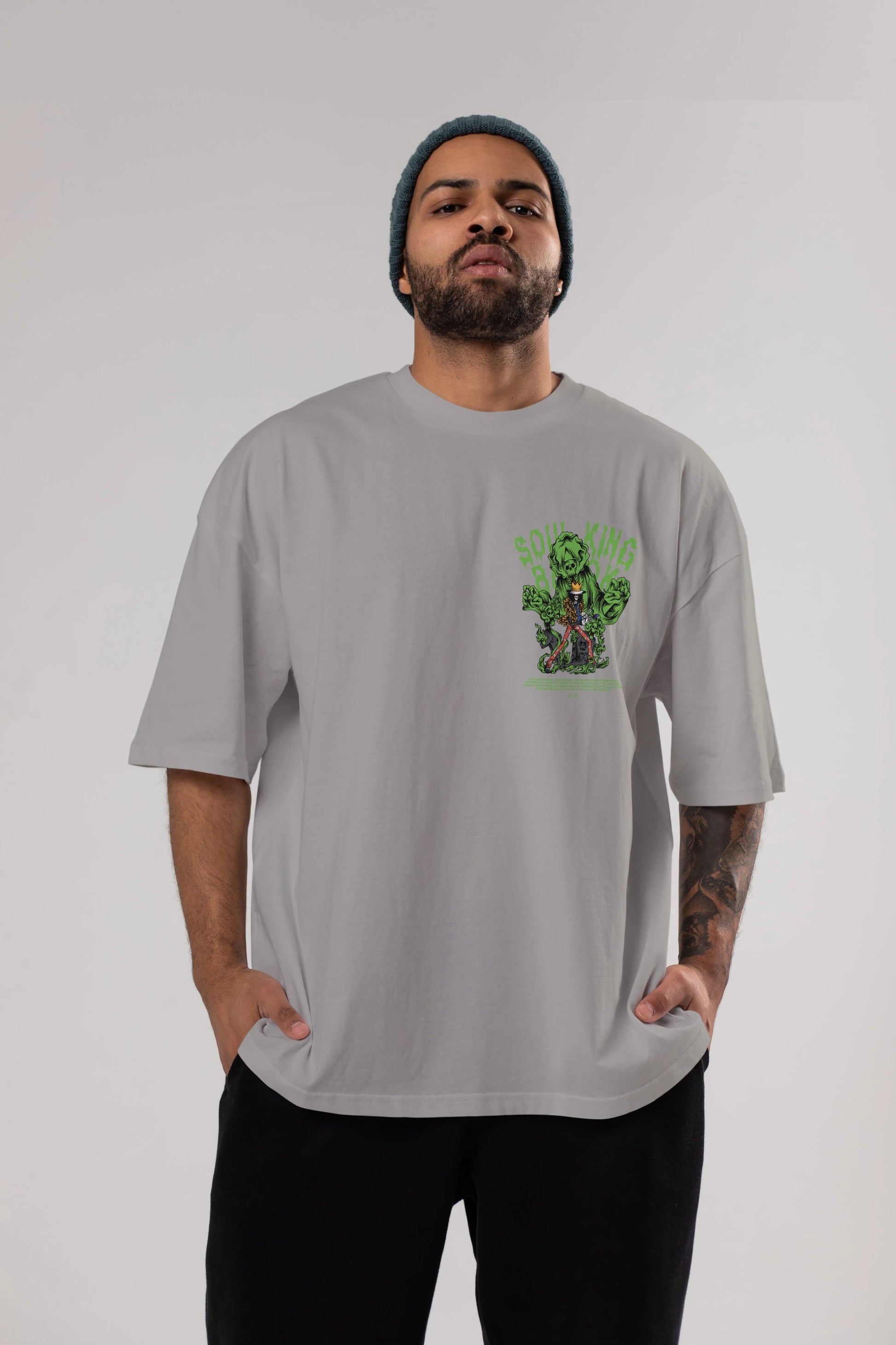 Soul King Brook Ön Sol Baskılı Oversize t-shirt Erkek Kadın Unisex %100 Pamuk Bisiklet Yaka tişort