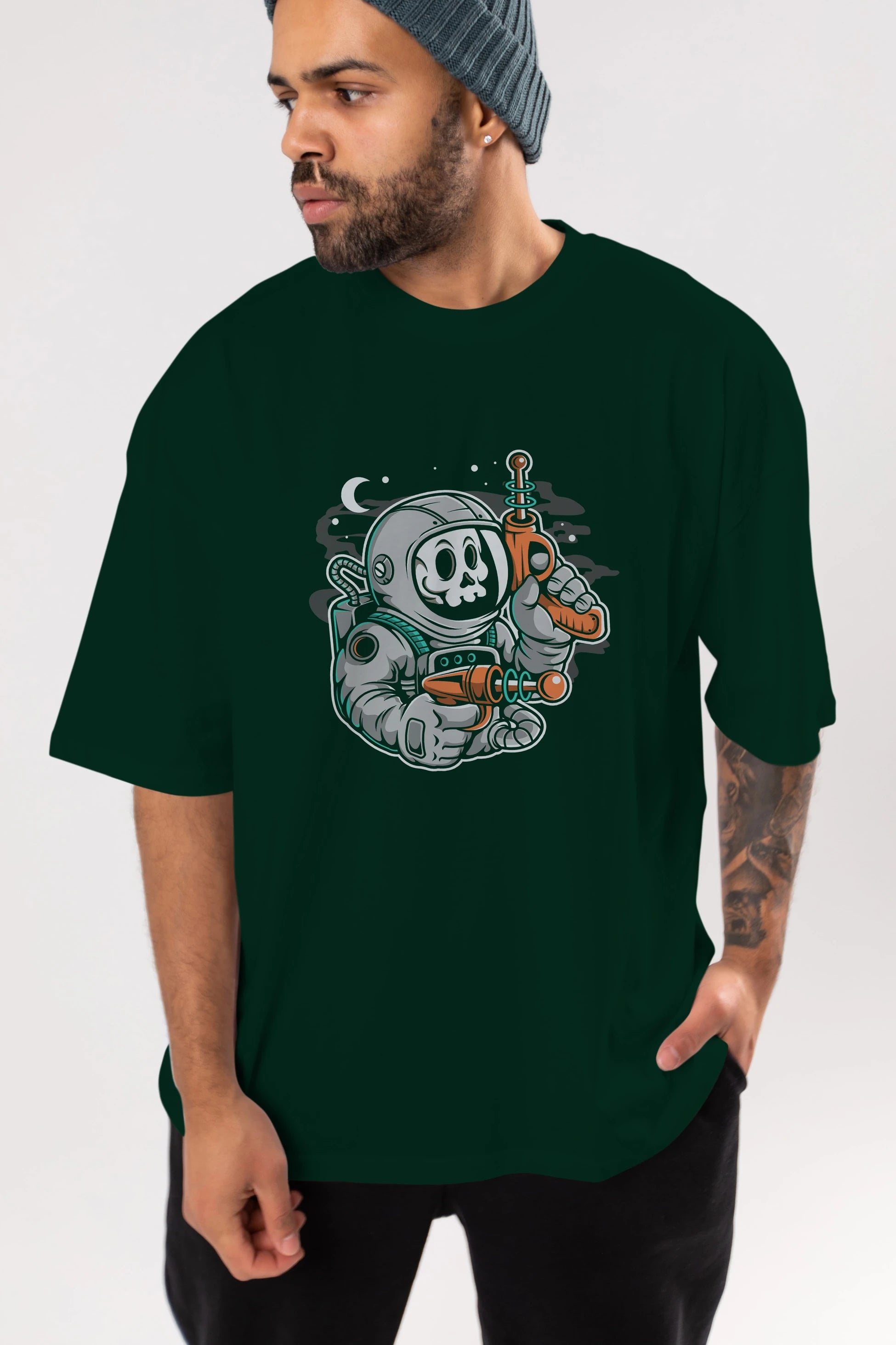 Astronaut Ray Gun Ön Baskılı Oversize t-shirt Erkek Kadın Unisex