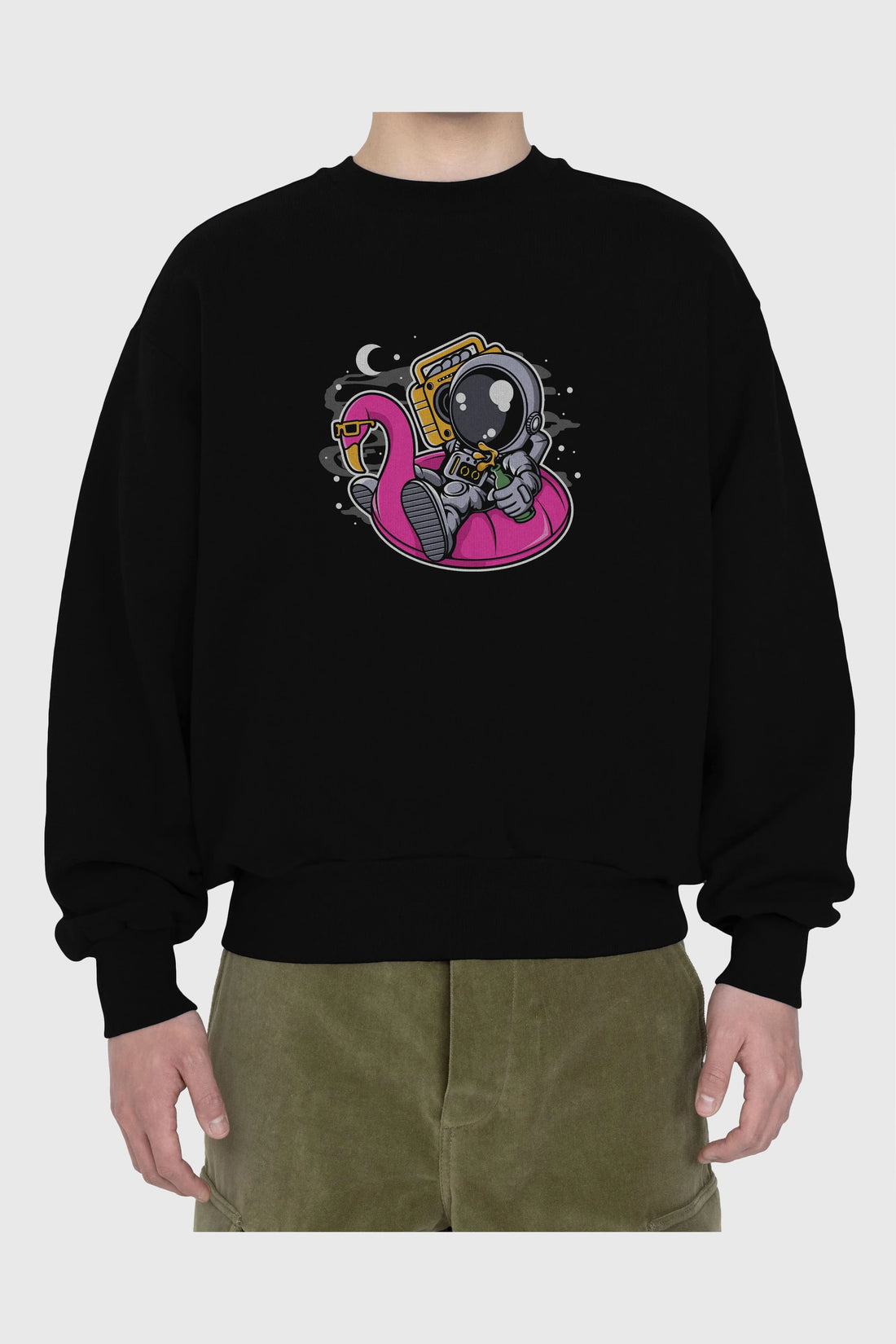 Astronaut Floaties Ballon Ön Baskılı Oversize Sweatshirt Erkek Kadın Unisex