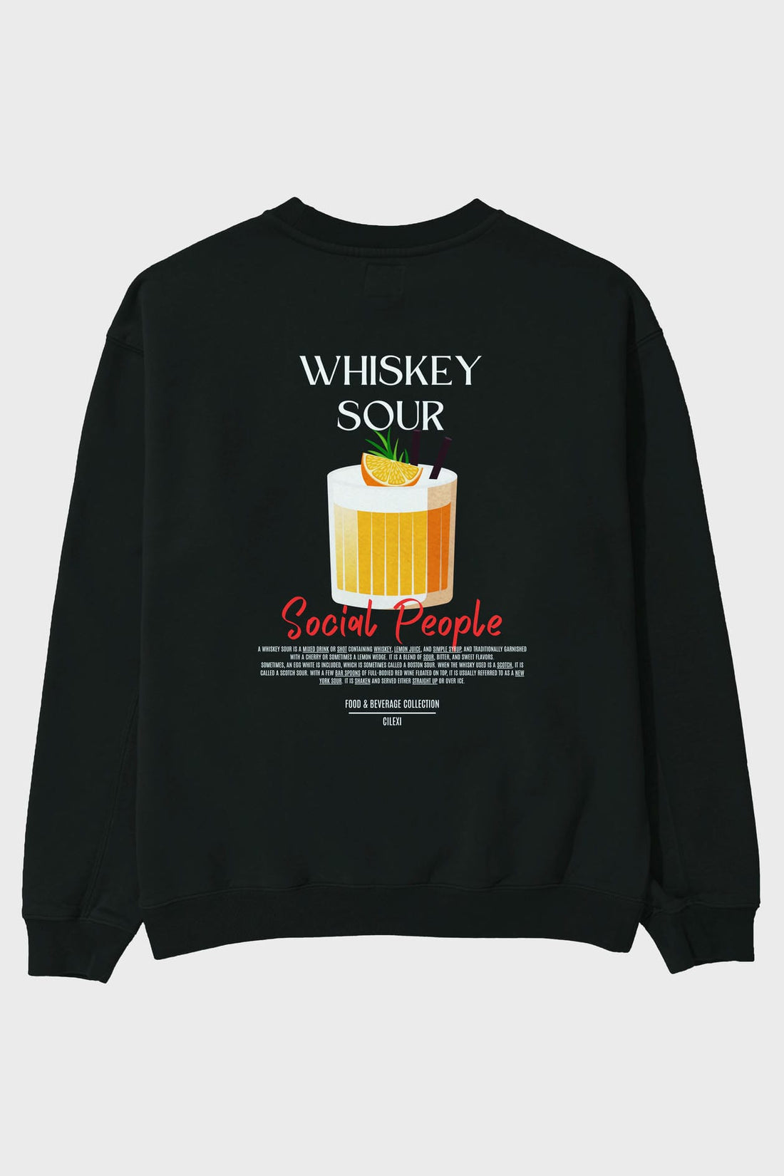 Whiskey Sour Arka Baskılı Oversize Sweatshirt Erkek Kadın Unisex