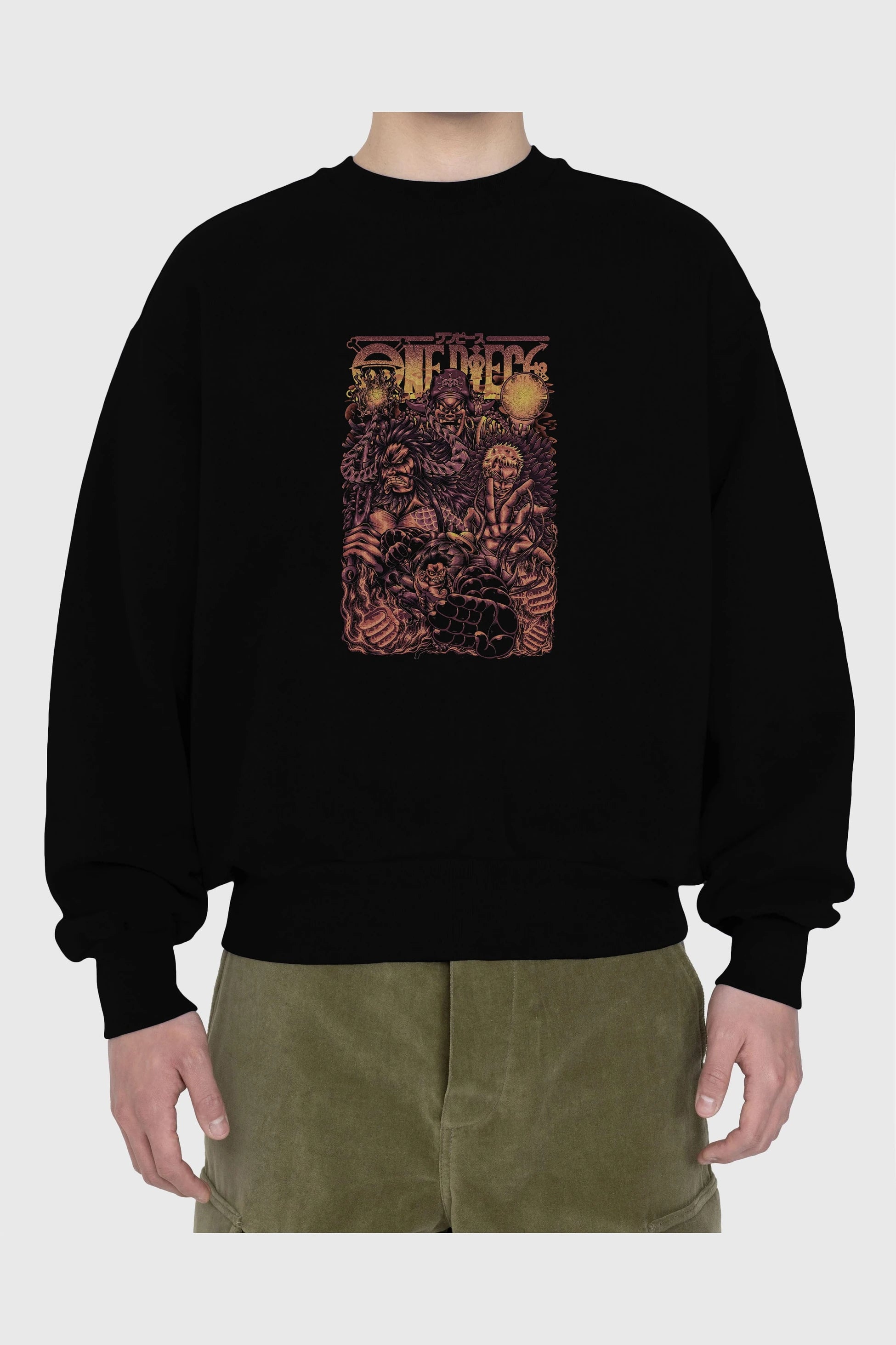 ONE PIECE Anime Ön Baskılı Oversize Sweatshirt Erkek Kadın Unisex