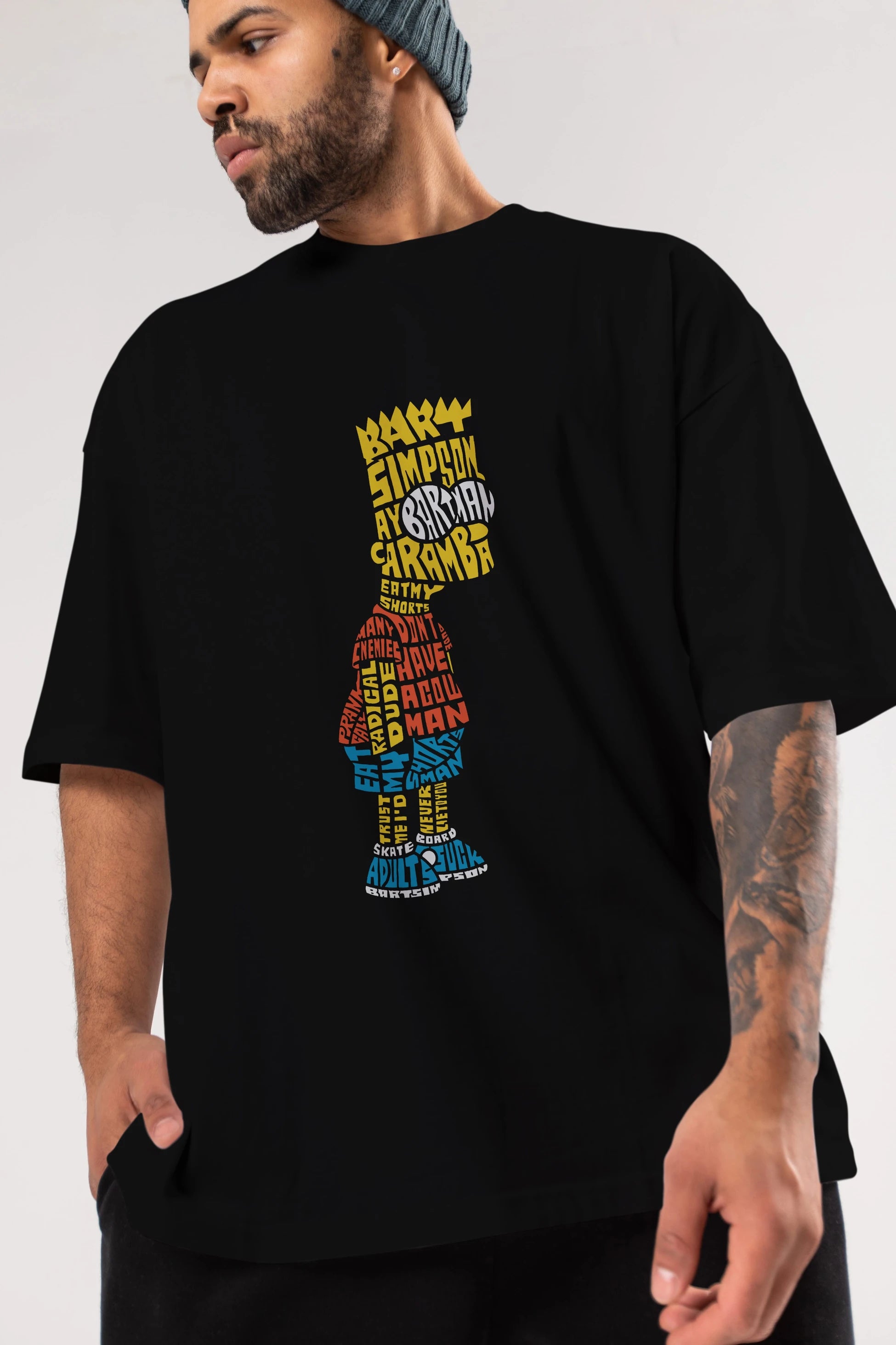 Bart Simpson Ön Baskılı Oversize t-shirt %100 pamuk Erkek Kadın Unisex
