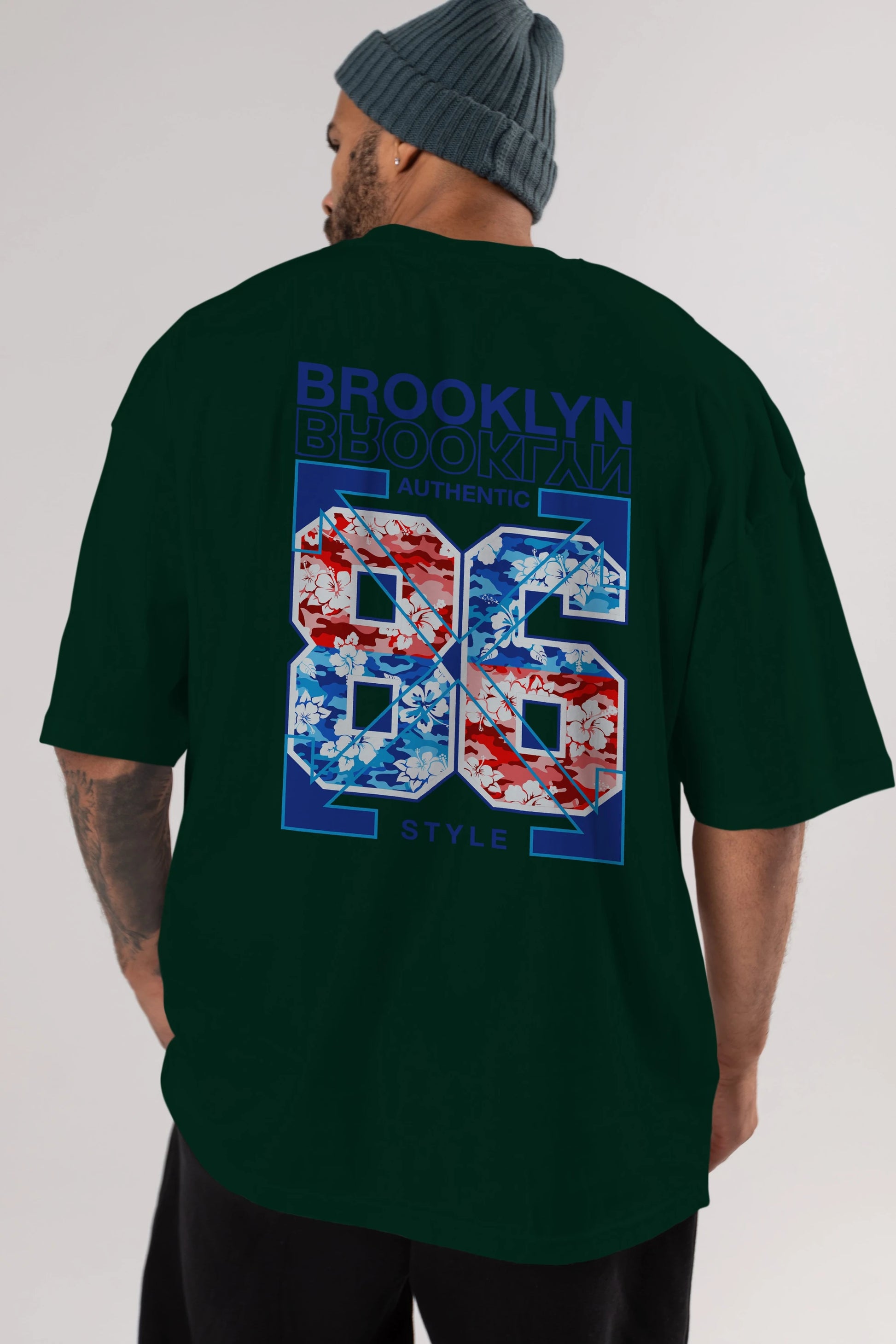 Brooklyn 86 Style Arka Baskılı Oversize t-shirt Erkek Kadın Unisex
