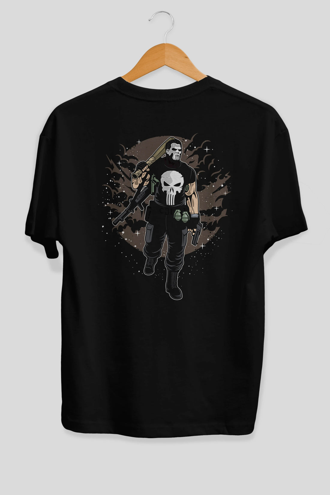 Punisher Arka Baskılı Oversize t-shirt Erkek Kadın Unisex %100 Pamuk