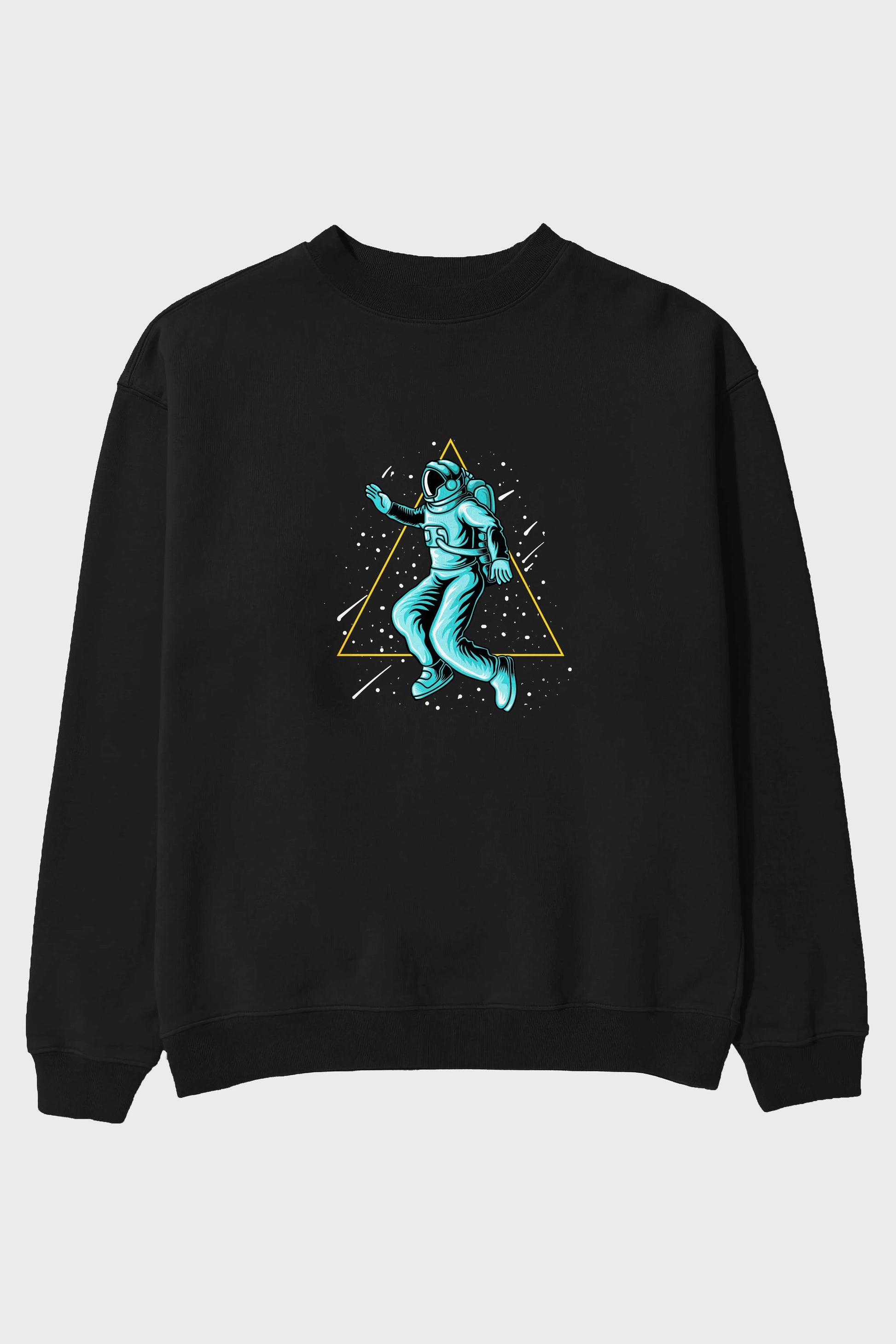 Astronaut Starry Triangle Ön Baskılı Oversize Sweatshirt Erkek Kadın Unisex