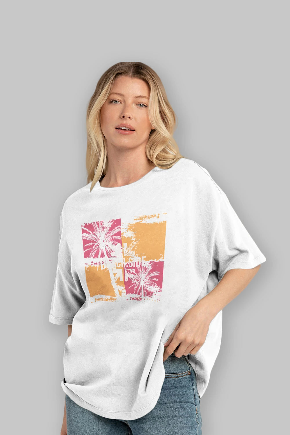 Beach Side Ön Baskılı Oversize t-shirt Erkek Kadın Unisex