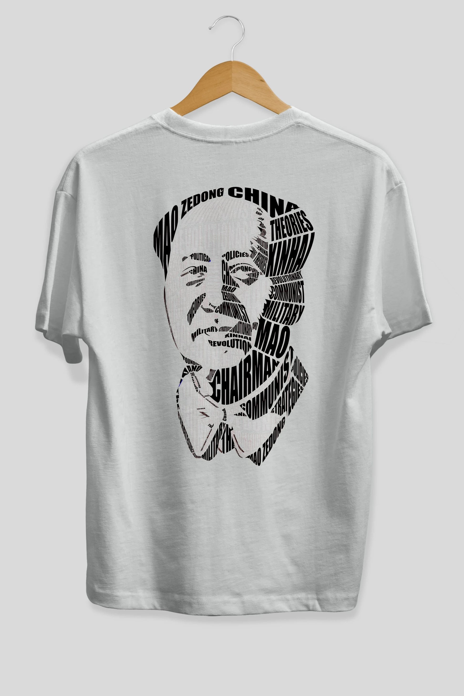 Mao Zedong Calligram Arka Baskılı Oversize t-shirt %100 pamuk Erkek Kadın Unisex