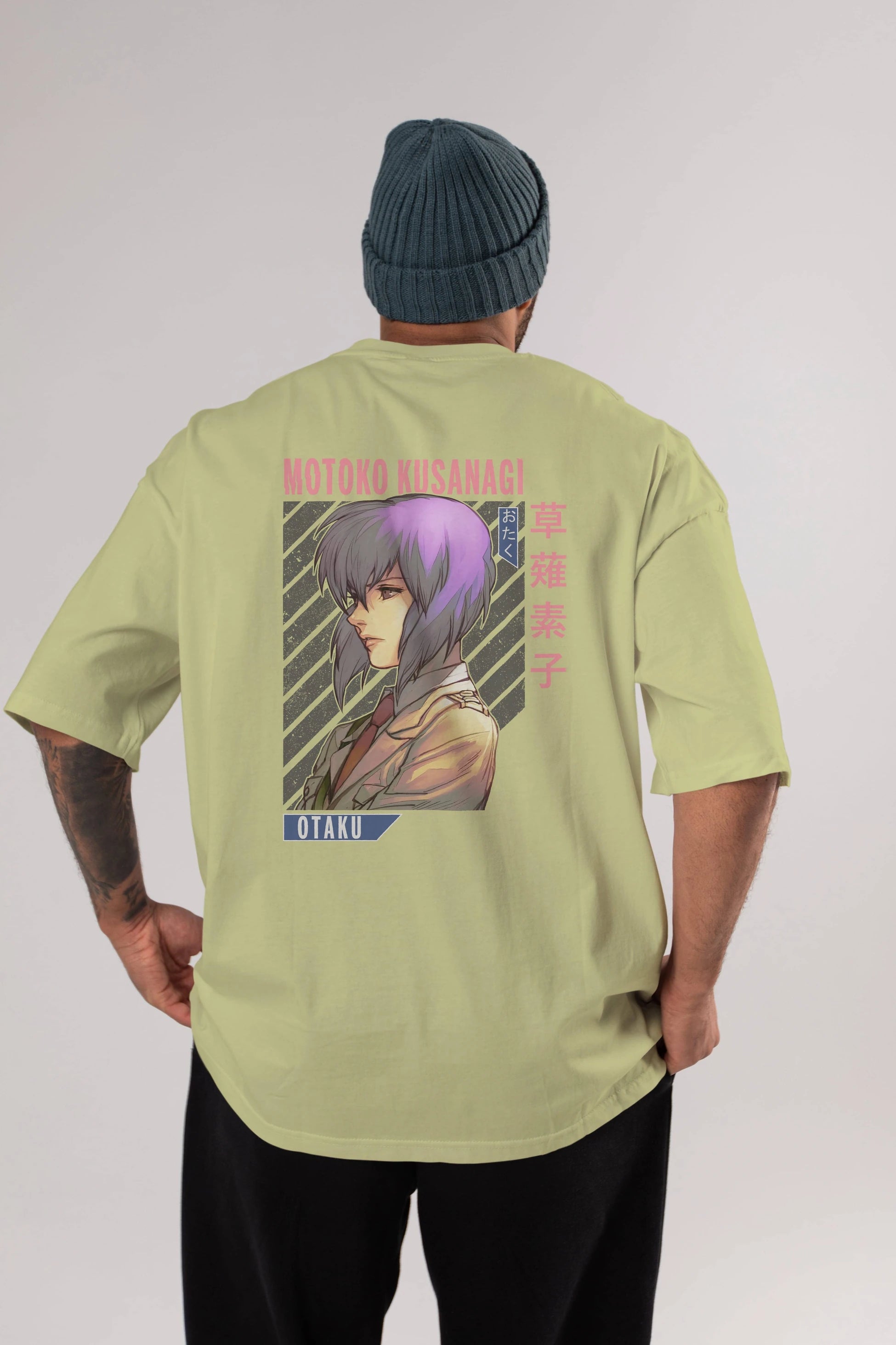 Motoko Kusanagi 4 Anime Arka Baskılı Oversize t-shirt Erkek Kadın Unisex