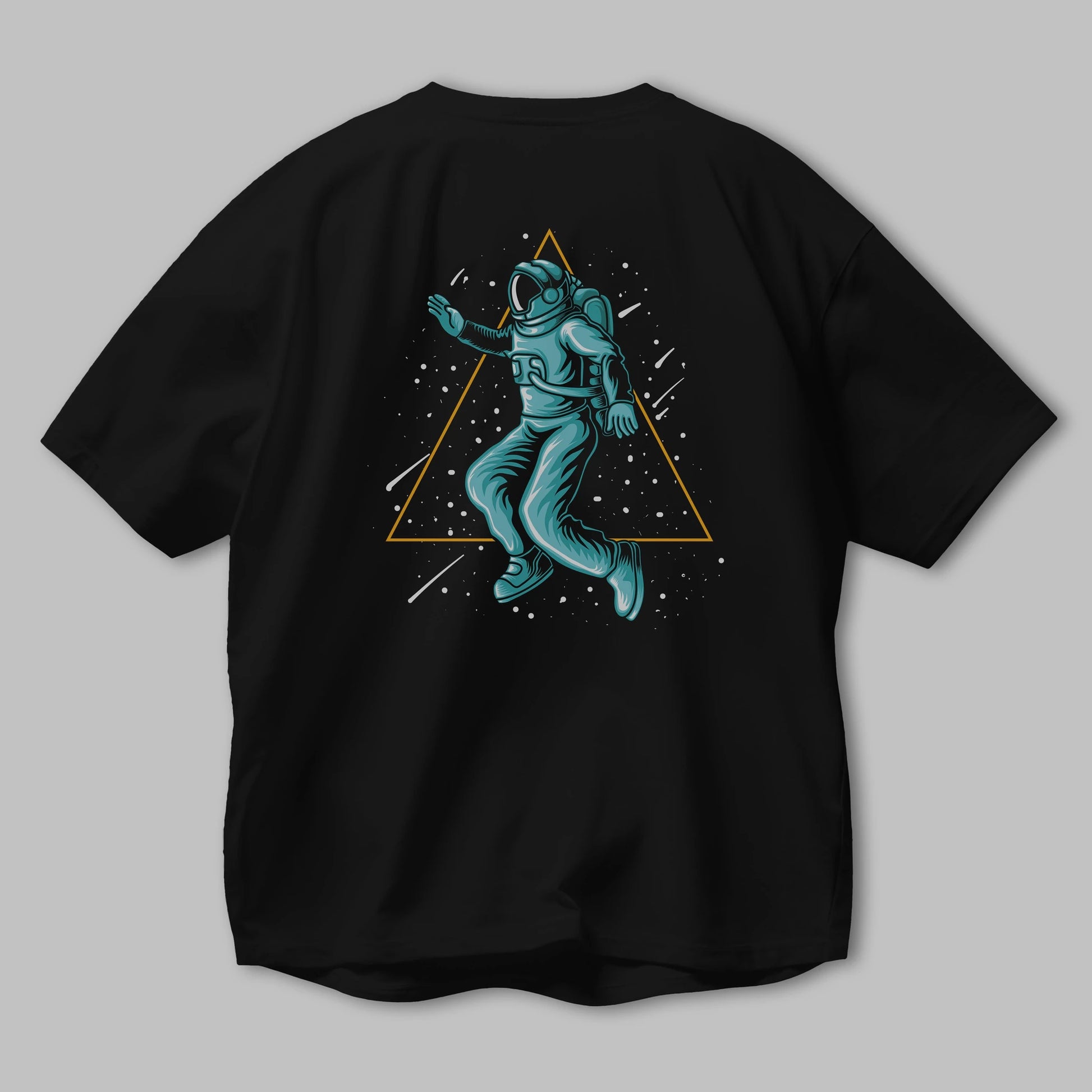 Astronaut Starry Triangle Arka Baskılı Oversize t-shirt Erkek Kadın Unisex