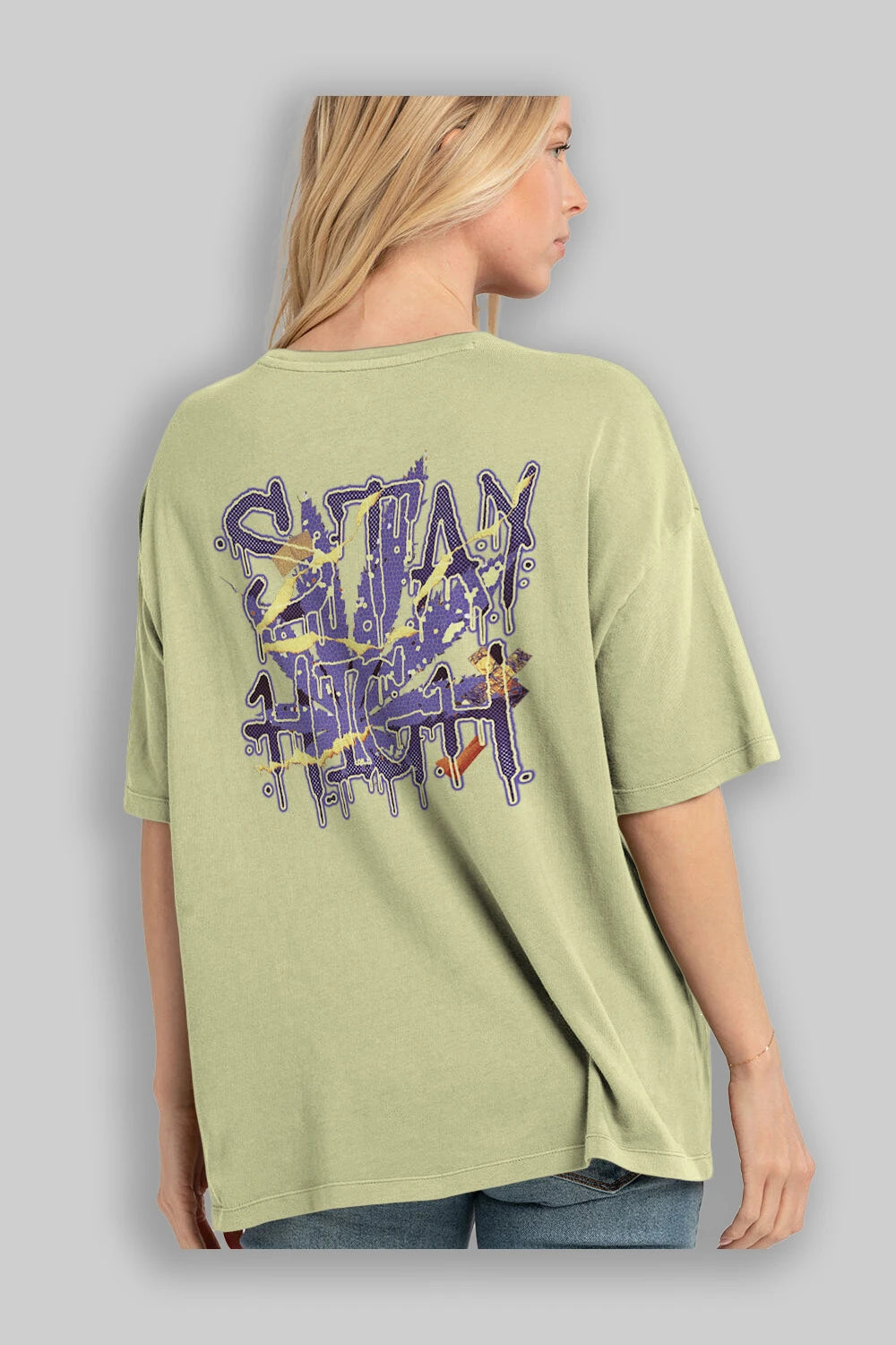Stay High Arka Baskılı Oversize t-shirt Erkek Kadın Unisex
