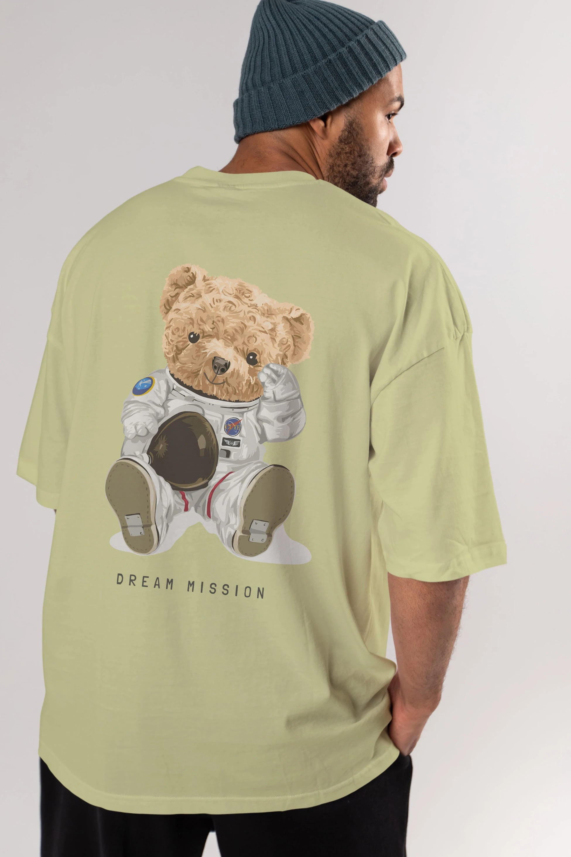 Teddy Bear Asrtonot Arka Baskılı Oversize t-shirt Erkek Kadın Unisex %100 Pamuk