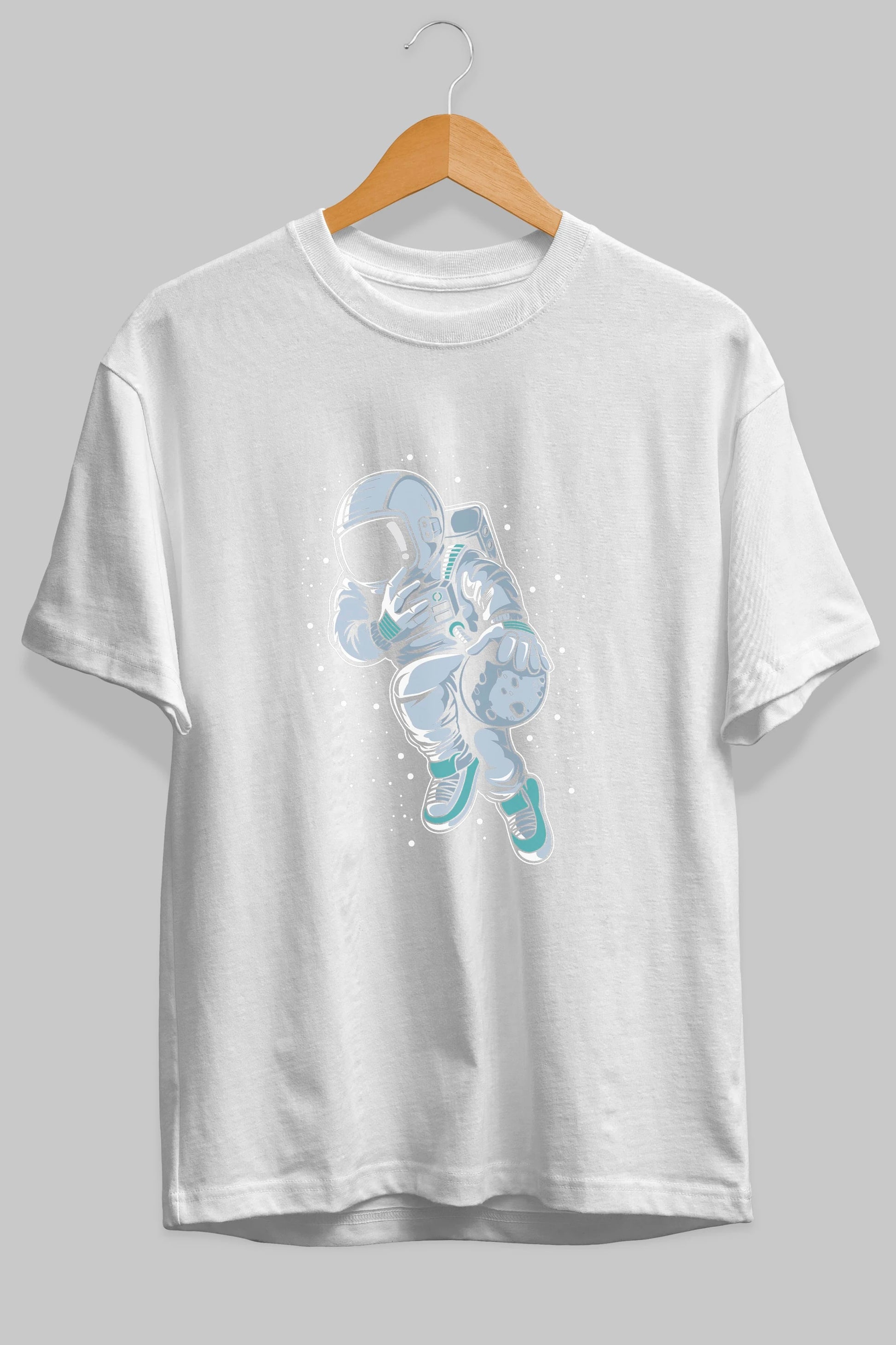 Astronaut Basketball (2) Ön Baskılı Oversize t-shirt Erkek Kadın Unisex