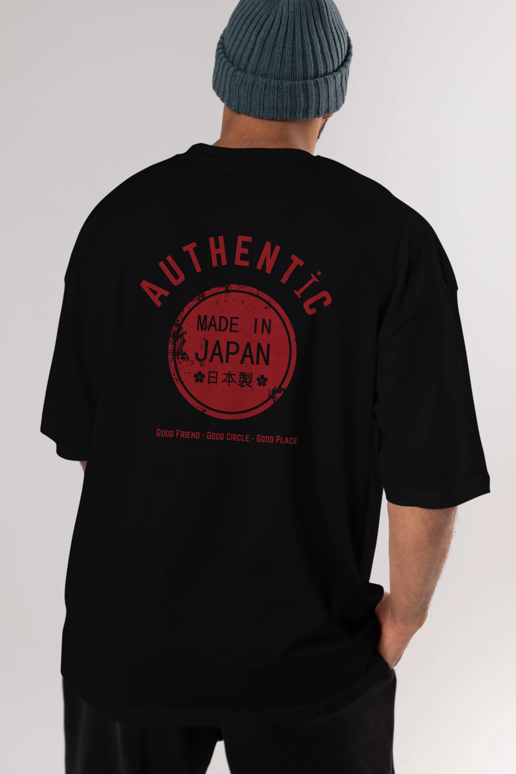 Authentic Japan Style Arka Baskılı Oversize t-shirt Erkek Kadın Unisex