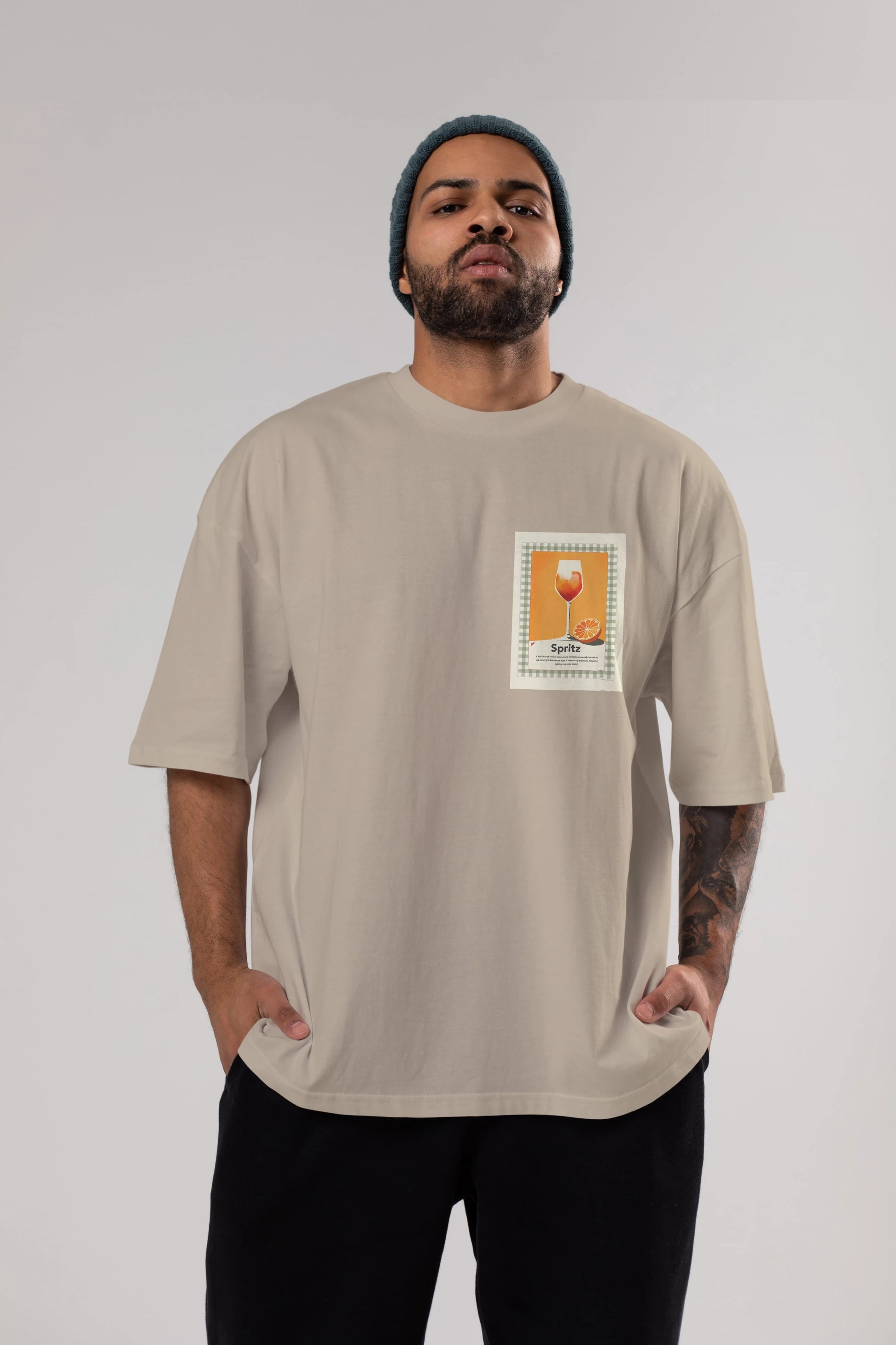 Aperol Spritz 5 Ön Sol Baskılı Oversize t-shirt Erkek Kadın Unisex %100 Pamuk Bisiklet Yaka tişort