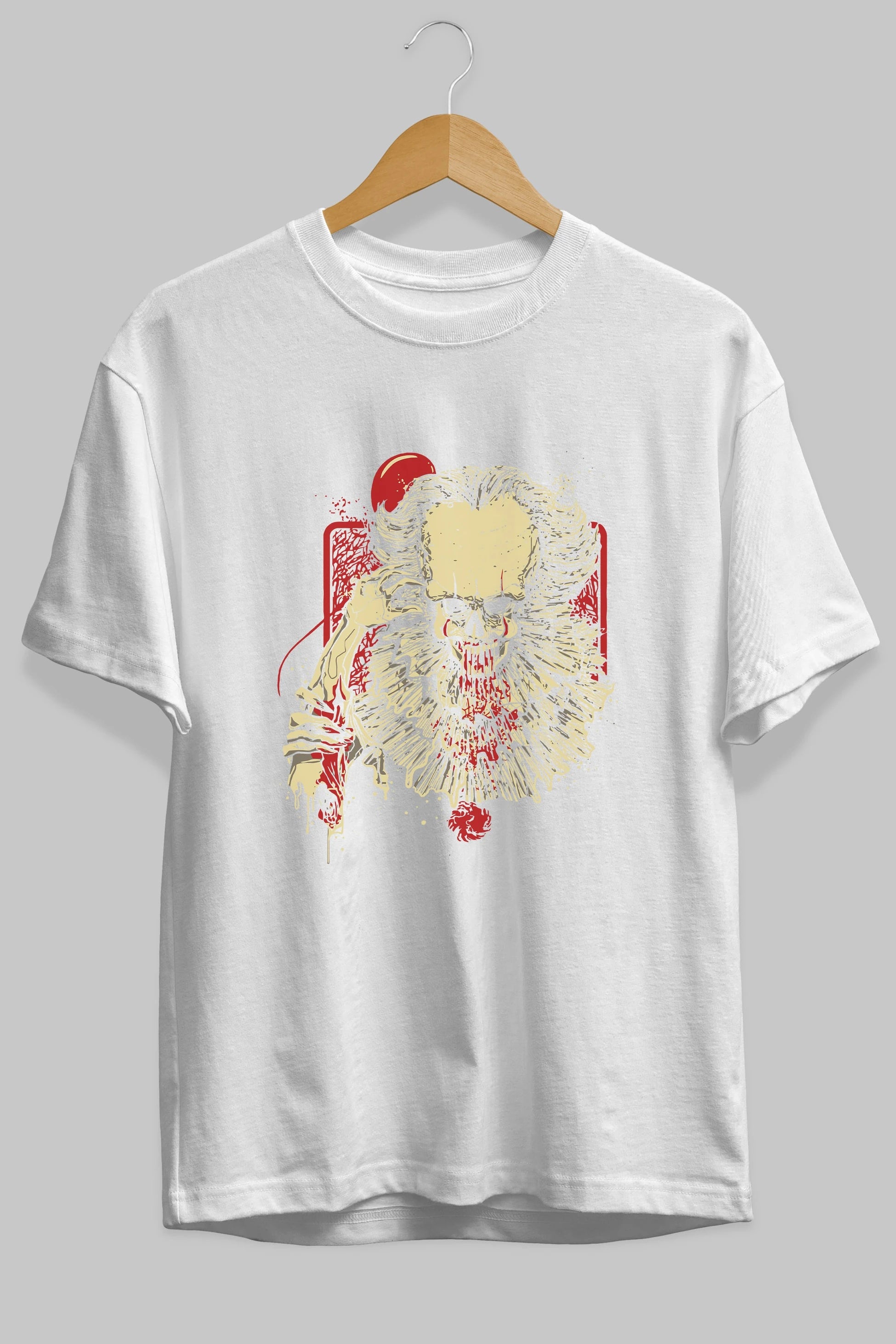it (2) Ön Baskılı Oversize t-shirt Erkek Kadın Unisex %100 Pamuk Bisiklet Yaka tişort