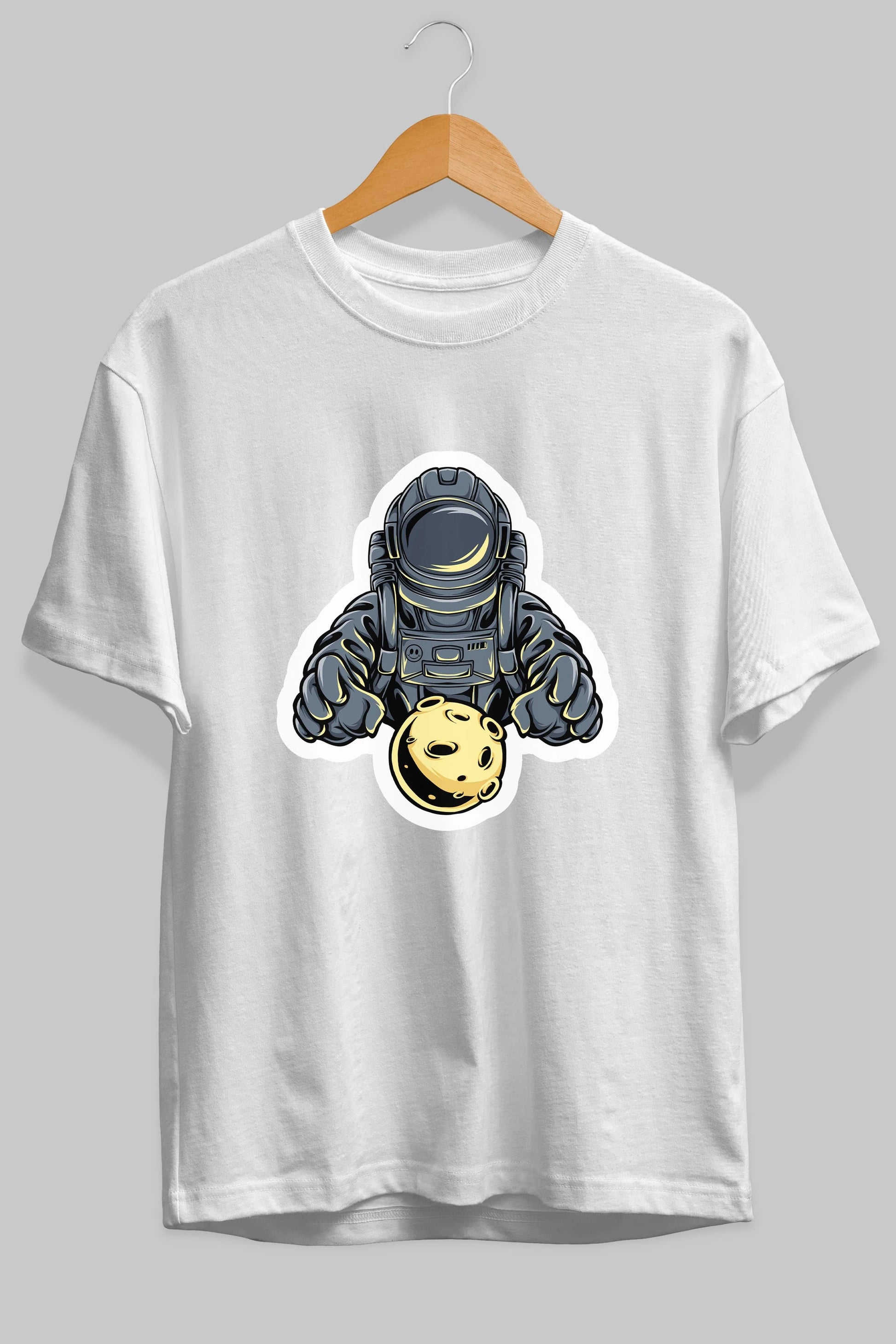 Astromoon sticker Ön Baskılı Oversize t-shirt Erkek Kadın Unisex