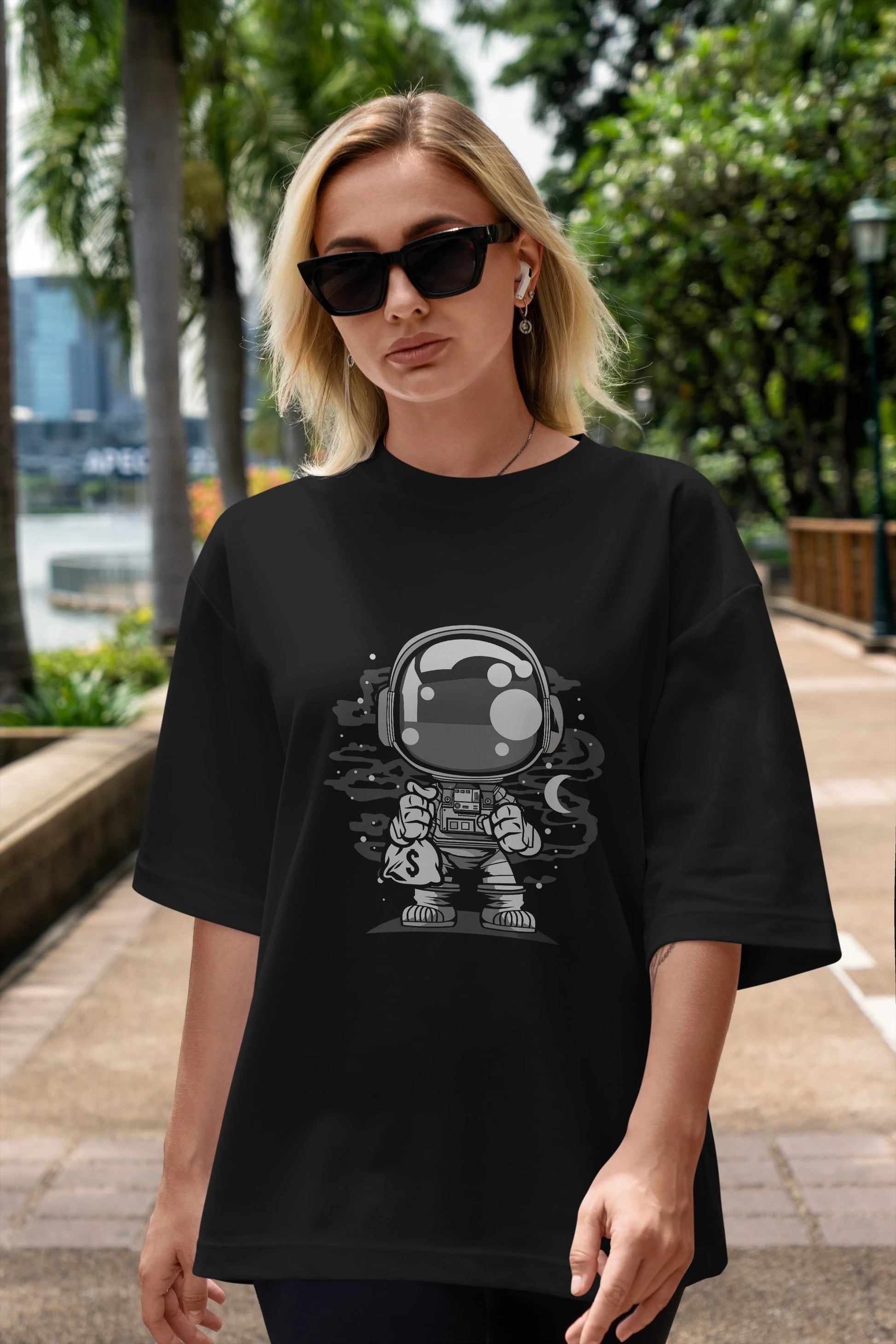 Astronaut Chibi Ön Baskılı Oversize t-shirt Erkek Kadın Unisex