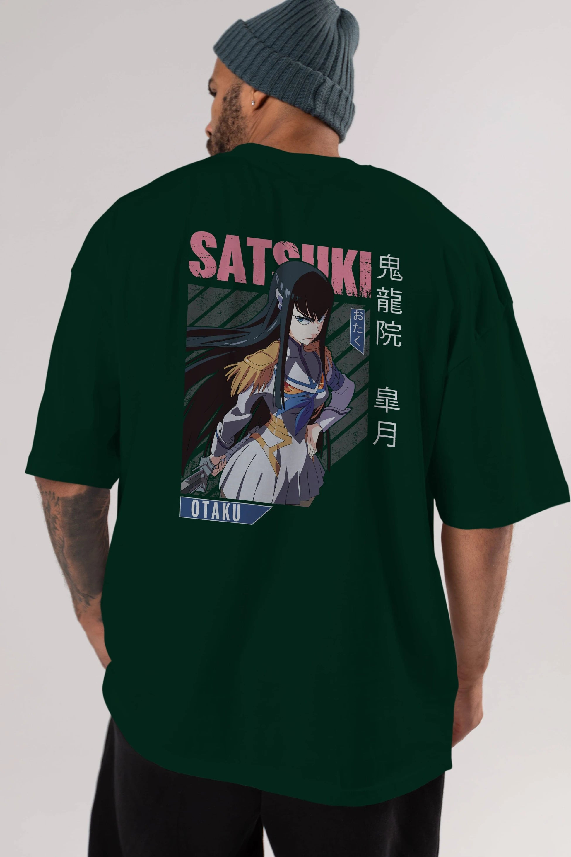 Satsuki Kiryuuin 8 Anime Arka Baskılı Oversize t-shirt Erkek Kadın Unisex