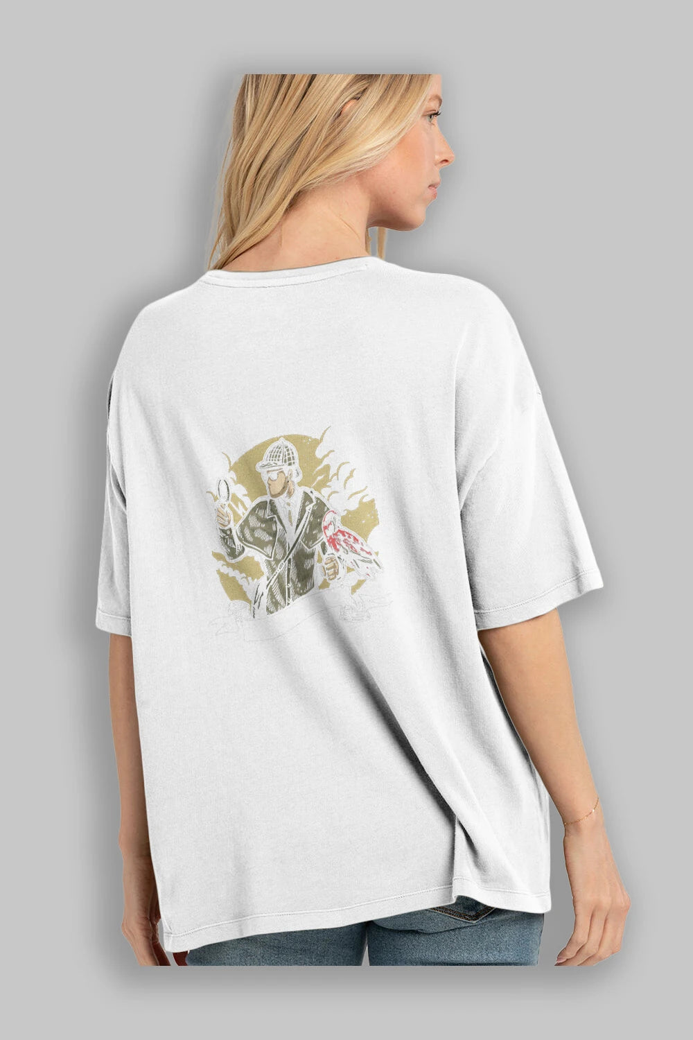 Sherlock Holmes Arka Baskılı Oversize t-shirt Erkek Kadın Unisex %100 Pamuk