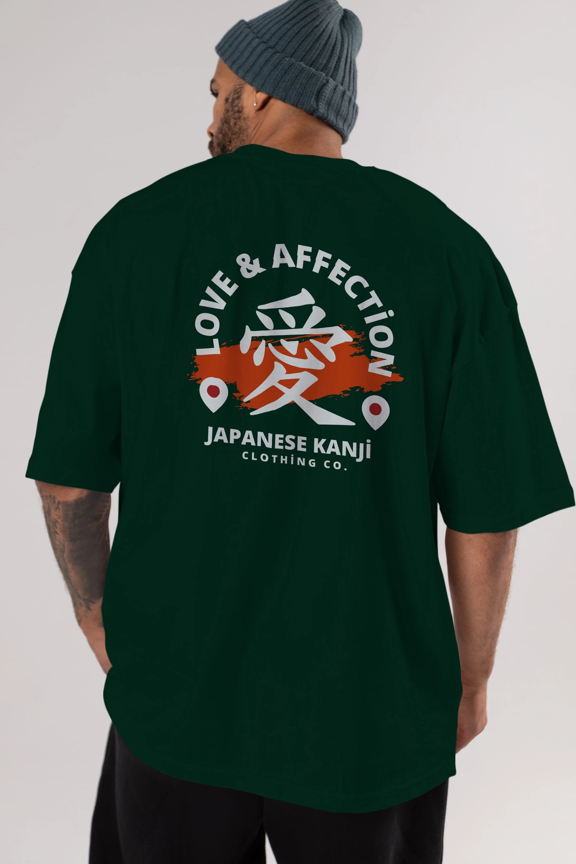 Love Affection Japanese Yazılı Arka Baskılı Oversize t-shirt Erkek Kadın Unisex