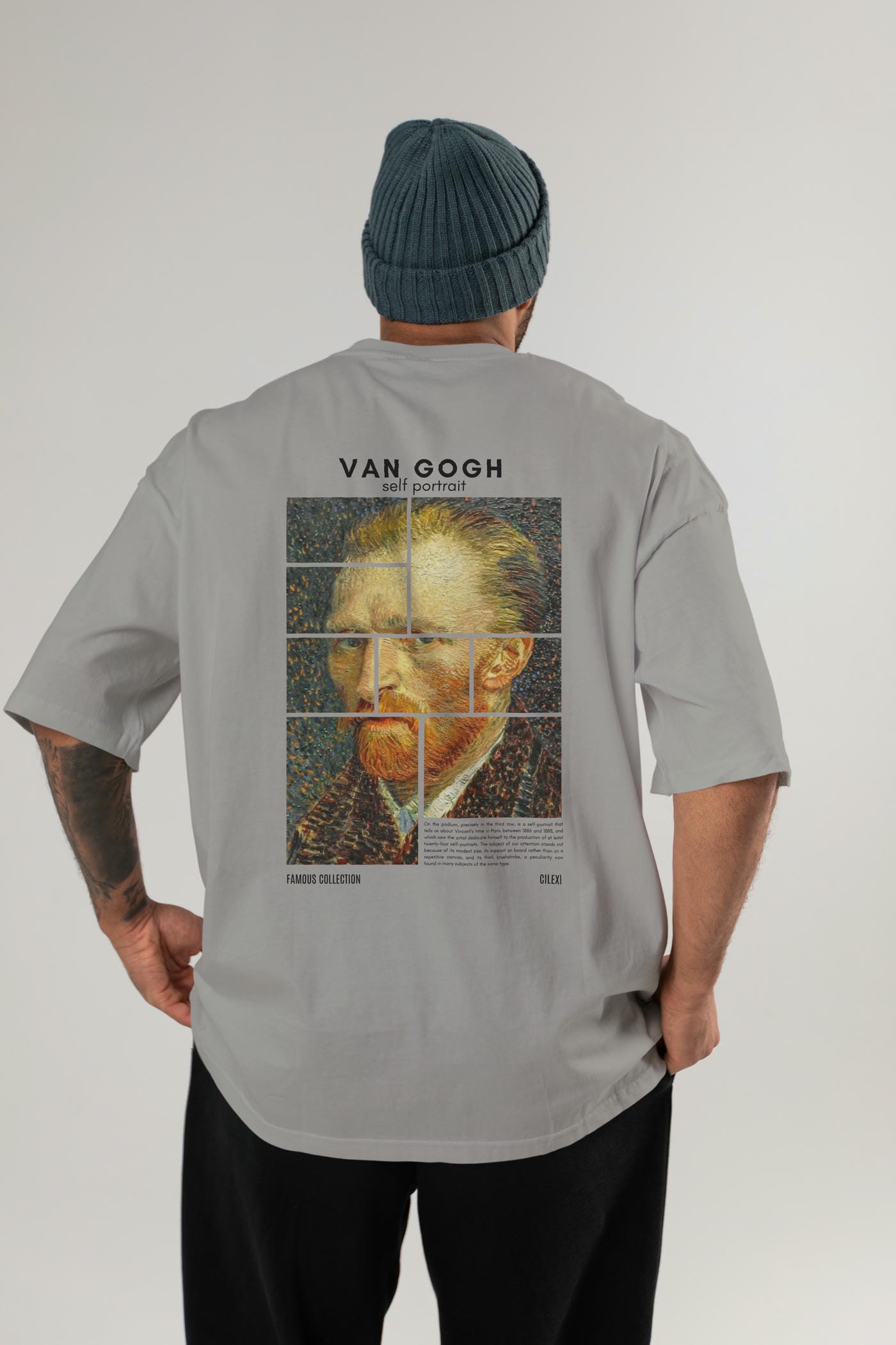 Van Gogh Self Portrait Arka Baskılı Oversize t-shirt Erkek Kadın Bisiklet Yaka Pamuk tişort