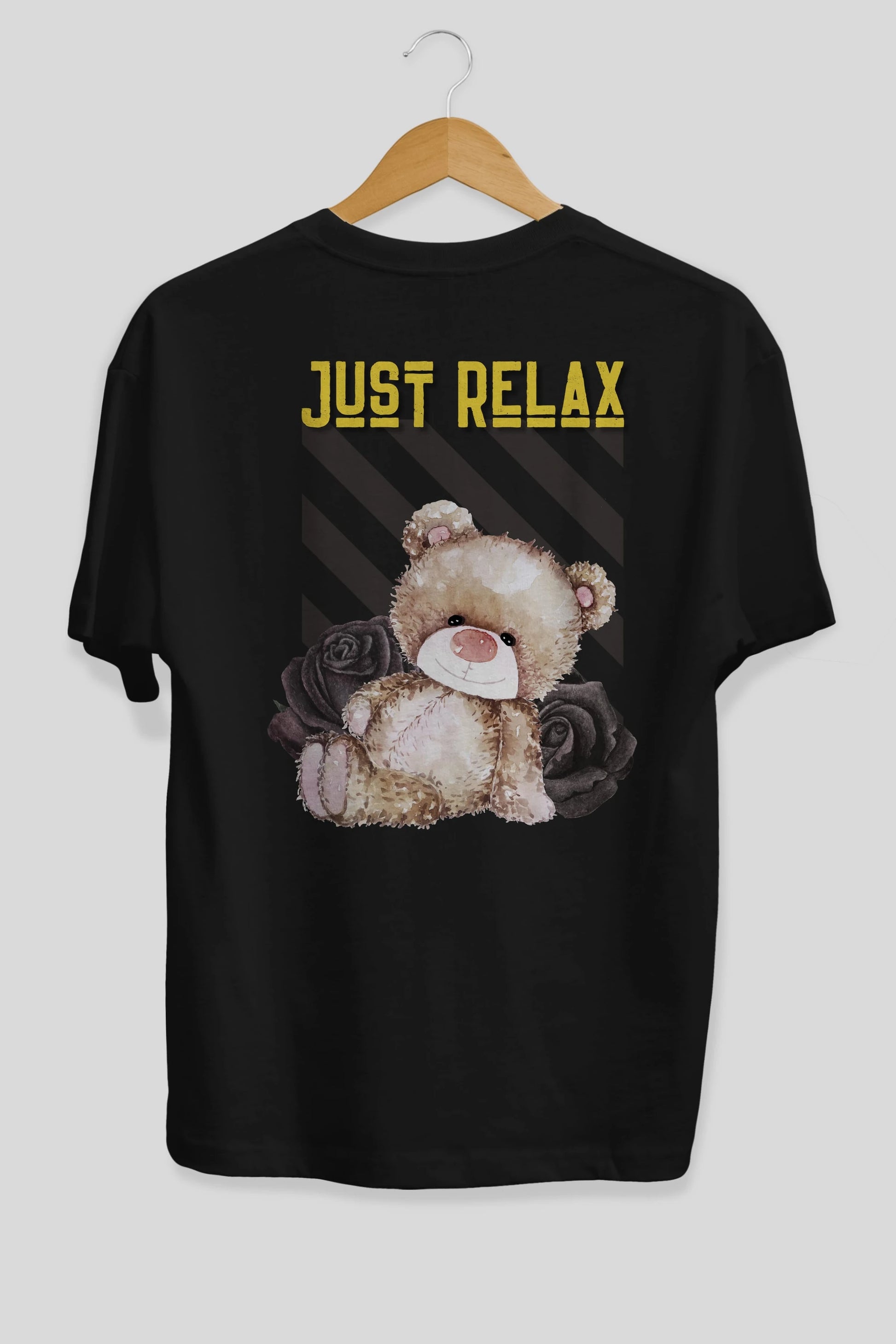 Just Relax Teddy Bear Arka Baskılı Oversize t-shirt Erkek Kadın Unisex