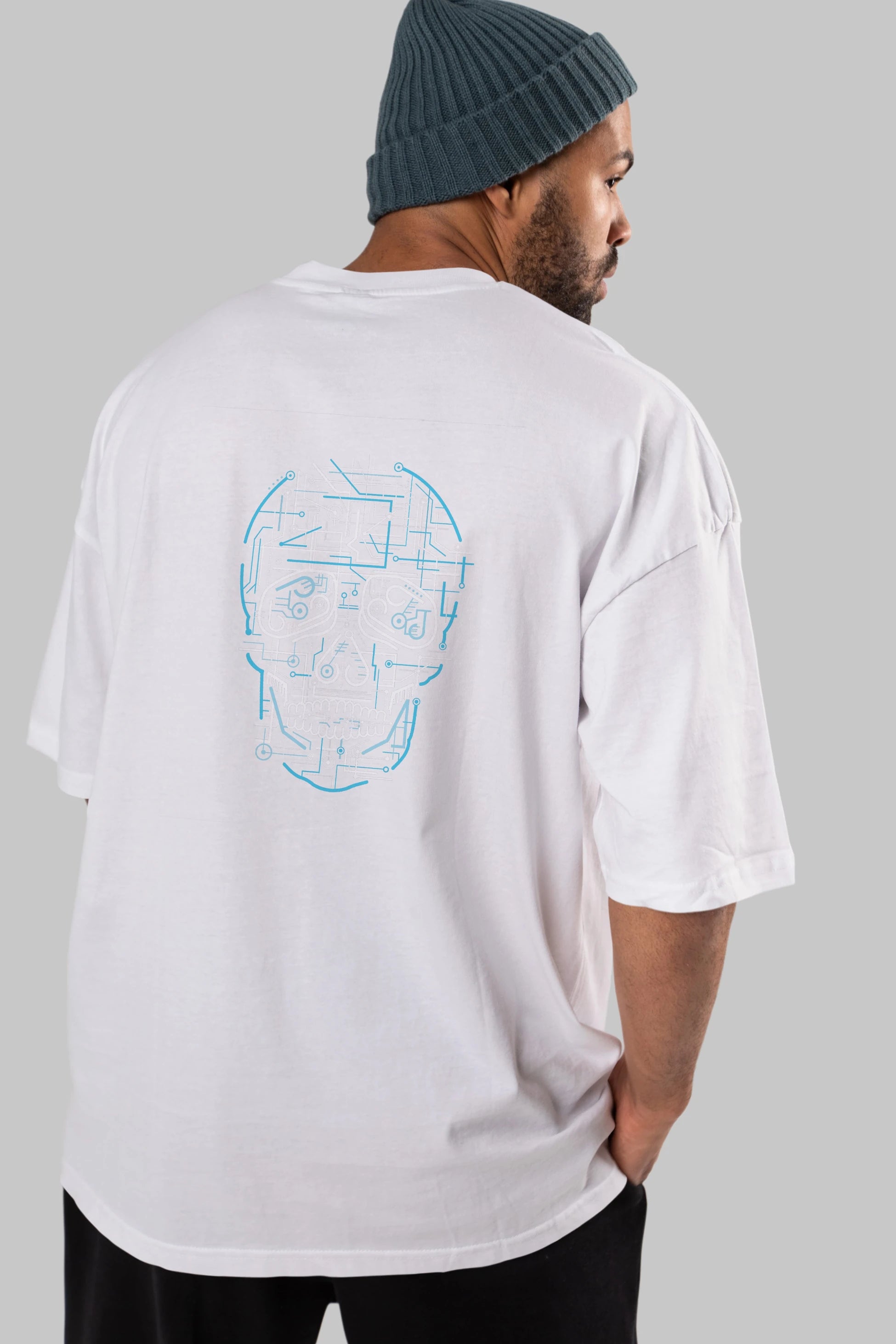 Electric Skull Arka Baskılı Oversize t-shirt %100 pamuk Erkek Kadın Unisex