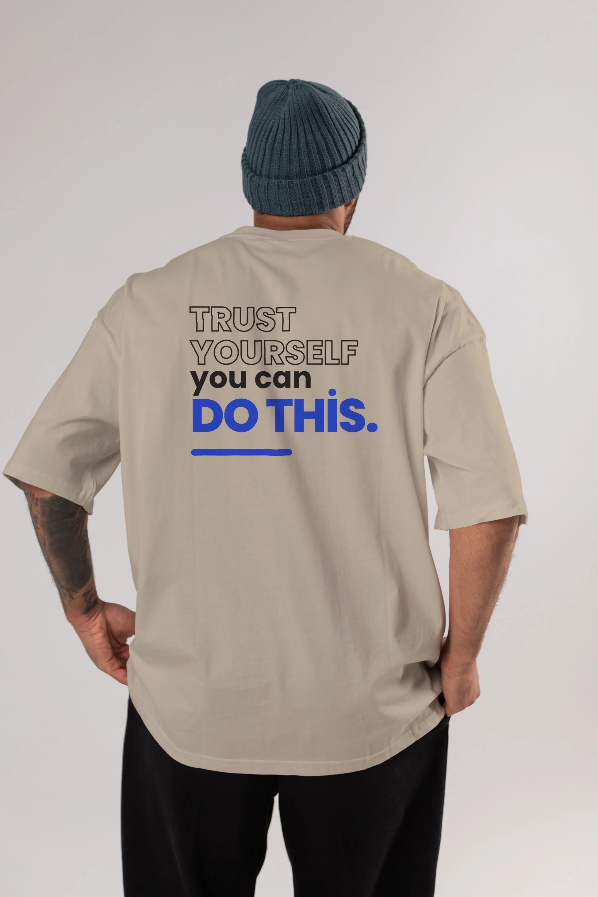 Trust Yourself Yazılı Arka Baskılı Oversize t-shirt Erkek Kadın Unisex