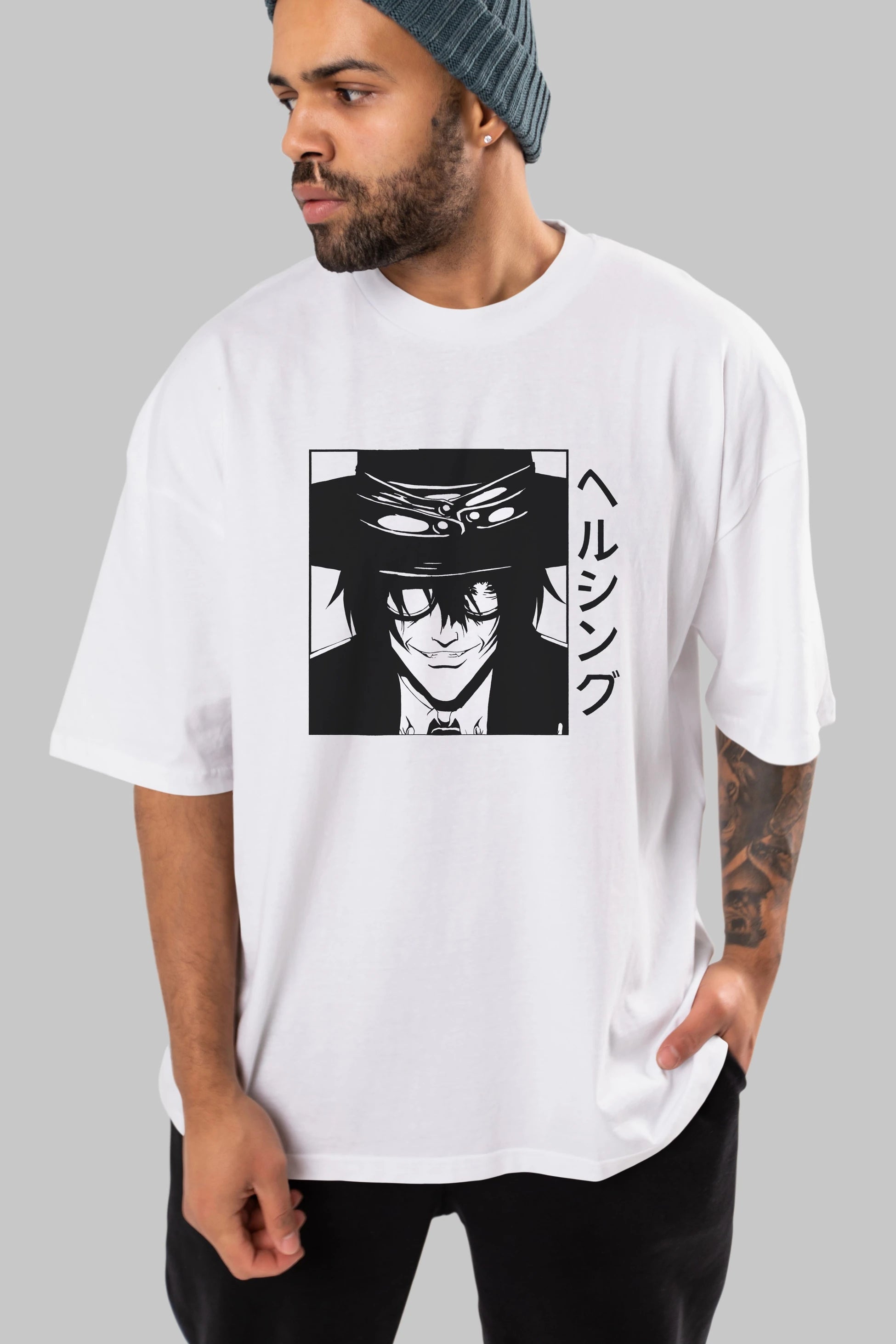 Alucard 1 Anime Ön Baskılı Oversize t-shirt %100 pamuk Erkek Kadın Unisex
