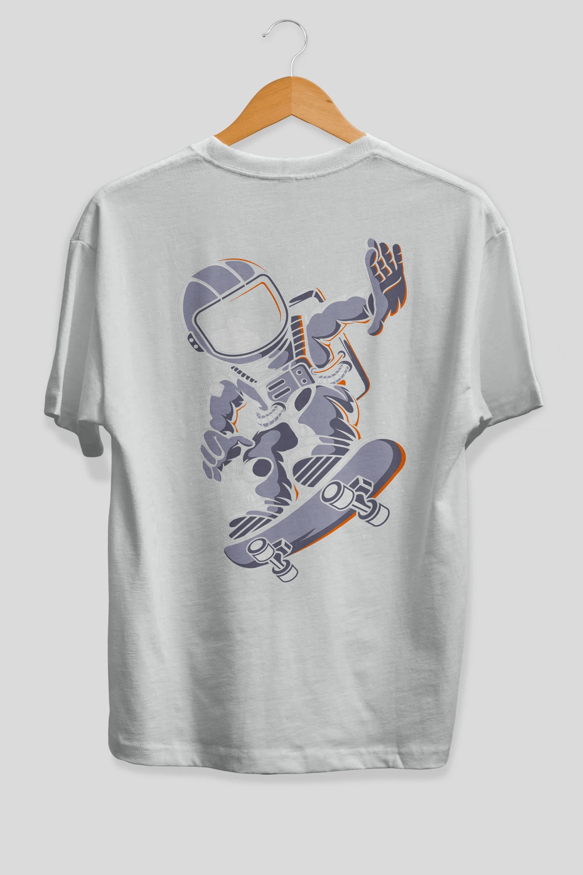 Astronaut Skateboard Arka Baskılı Oversize t-shirt Erkek Kadın Unisex