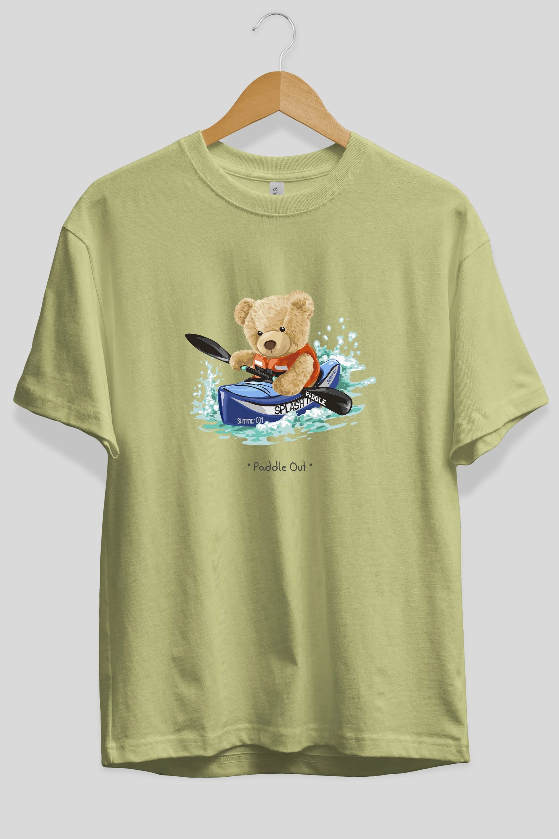 Teddy Bear Paddle Out Ön Baskılı Oversize t-shirt Erkek Kadın Unisex %100 Pamuk