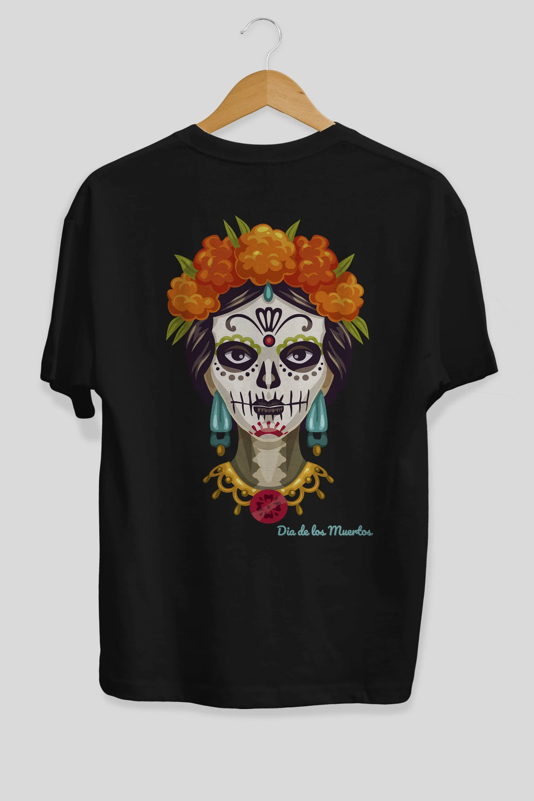 Dia de los Muertos 2 Arka Baskılı Oversize t-shirt Erkek Kadın Unisex