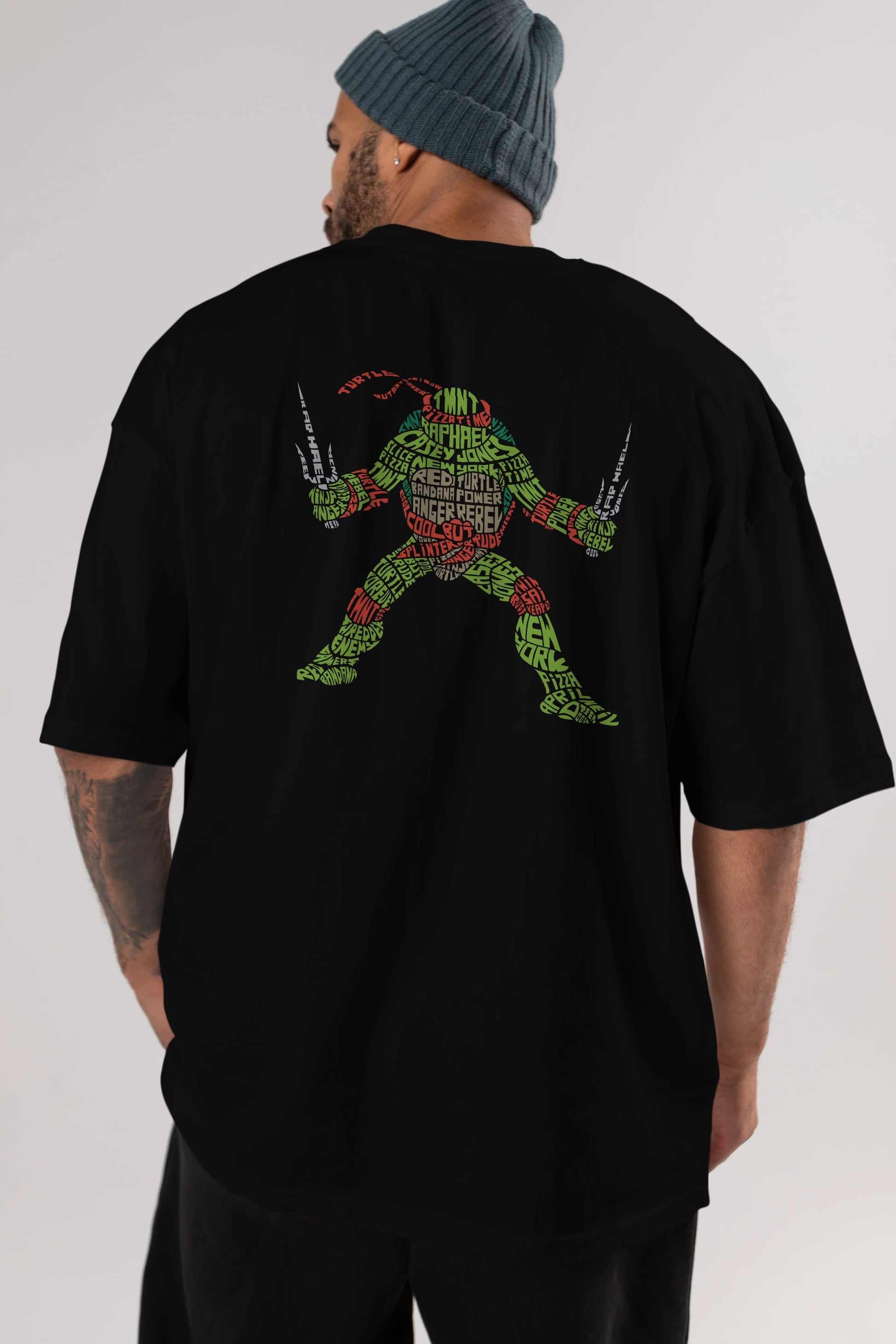 Ninja Turtle Arka Baskılı Oversize t-shirt %100 pamuk Erkek Kadın Unisex