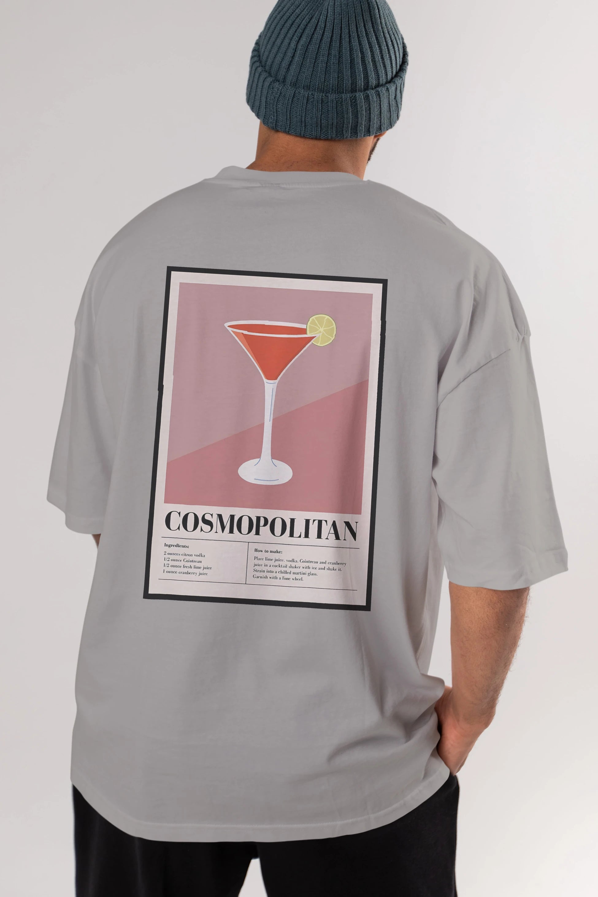Cosmopolitan 3 Arka Baskılı Oversize t-shirt Erkek Kadın Unisex %100 Pamuk Bisiklet Yaka tişort