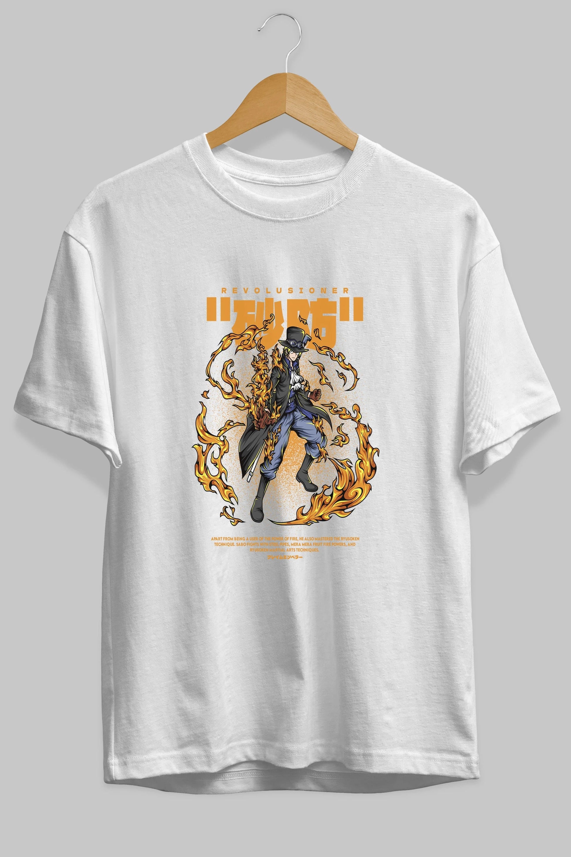 Revolusioner Sabo Anime Ön Baskılı Oversize t-shirt %100 pamuk Erkek Kadın Unisex