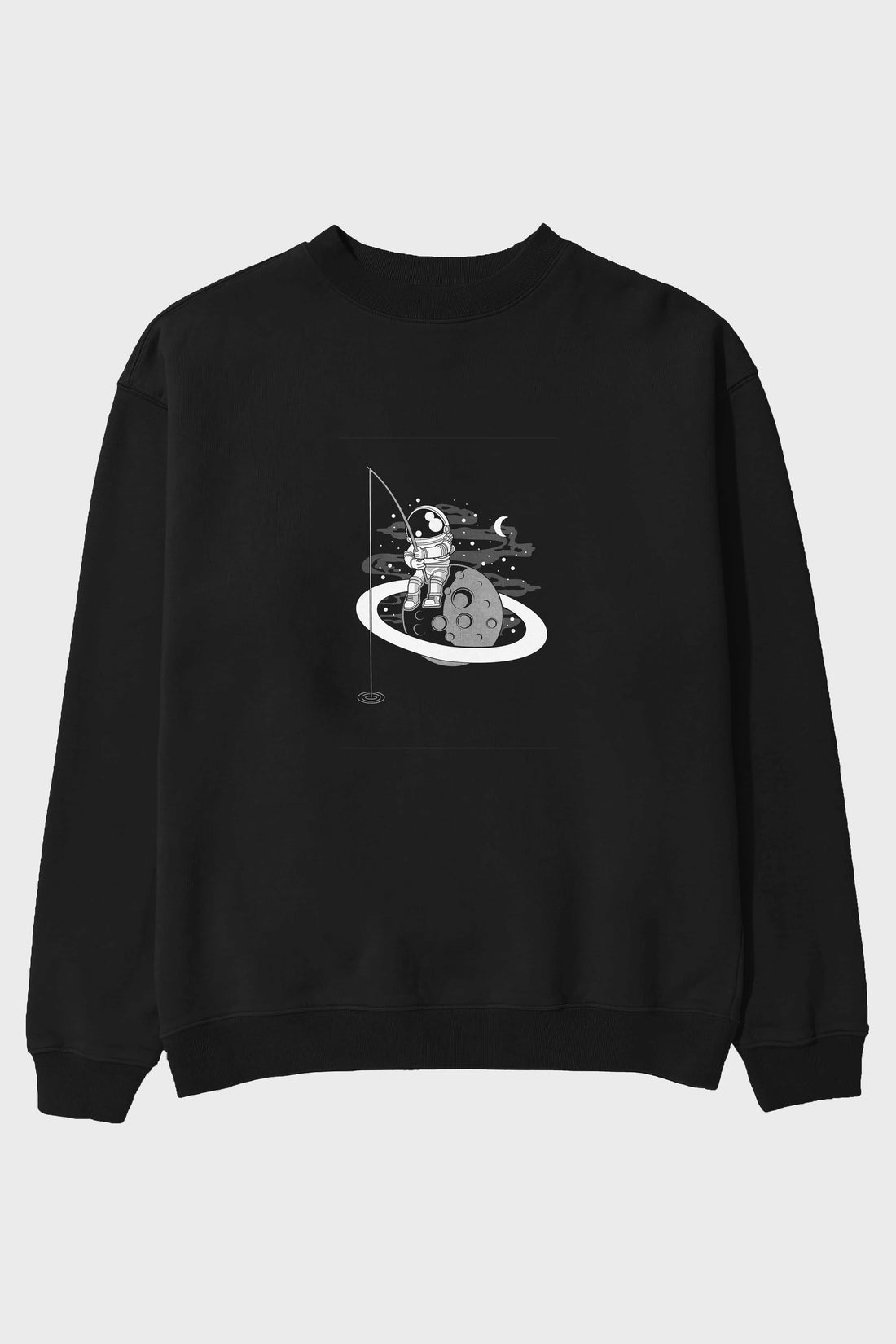 Astronaut  Fishing Ön Baskılı Oversize Sweatshirt Erkek Kadın Unisex