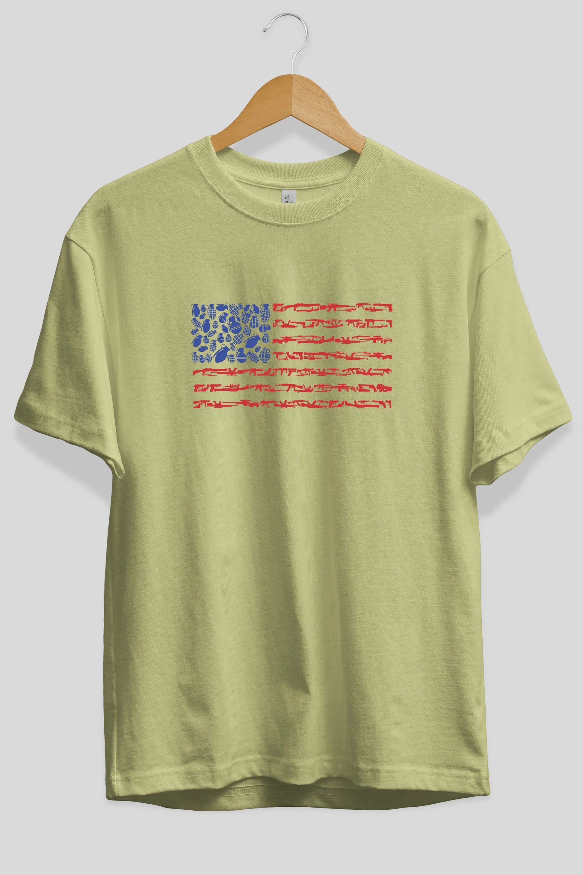 Weapon Flag Ön Baskılı Oversize t-shirt %100 pamuk Erkek Kadın Unisex