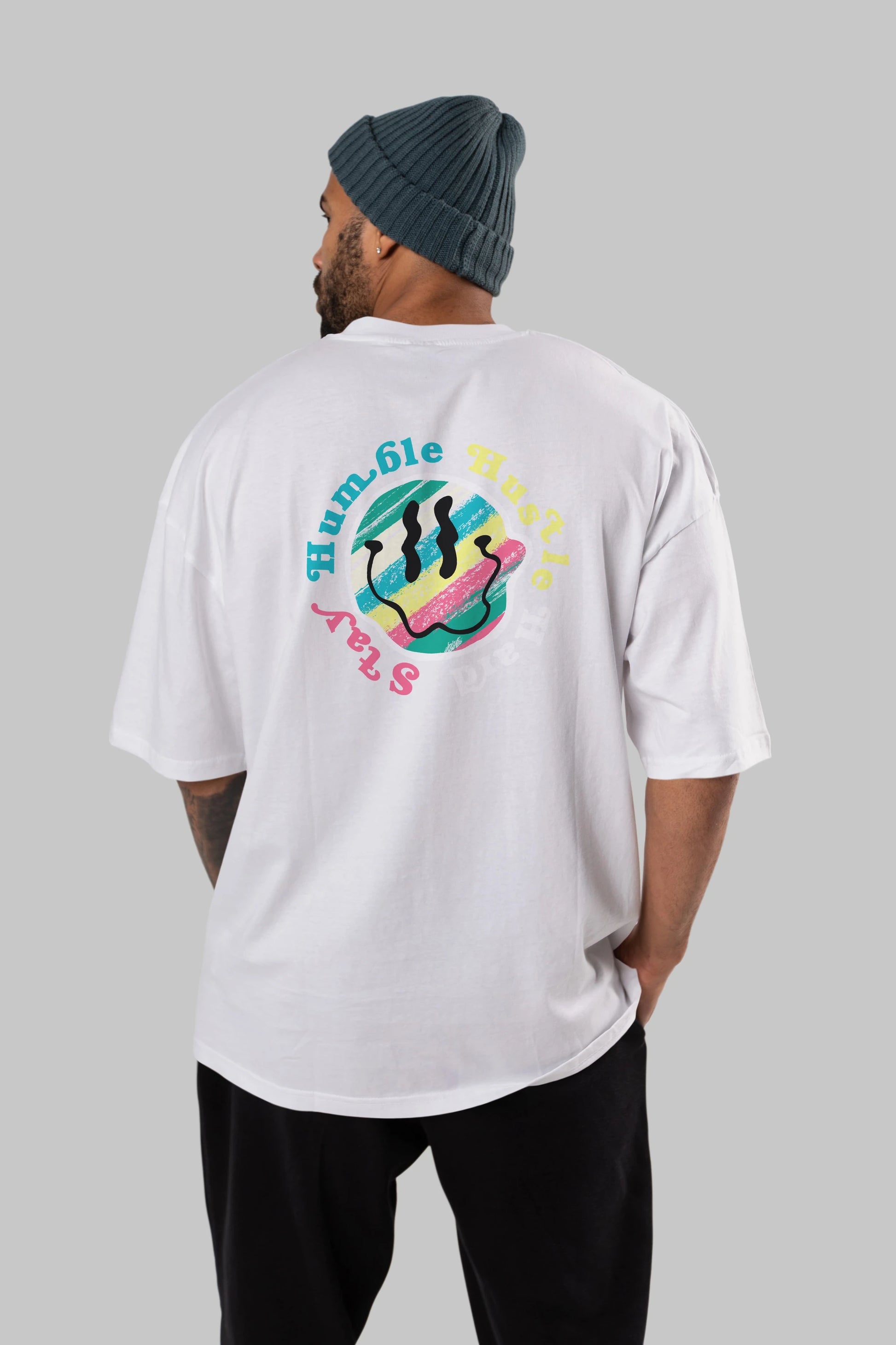 Stay Humble 2 Arka Baskılı Oversize t-shirt Erkek Kadın Unisex