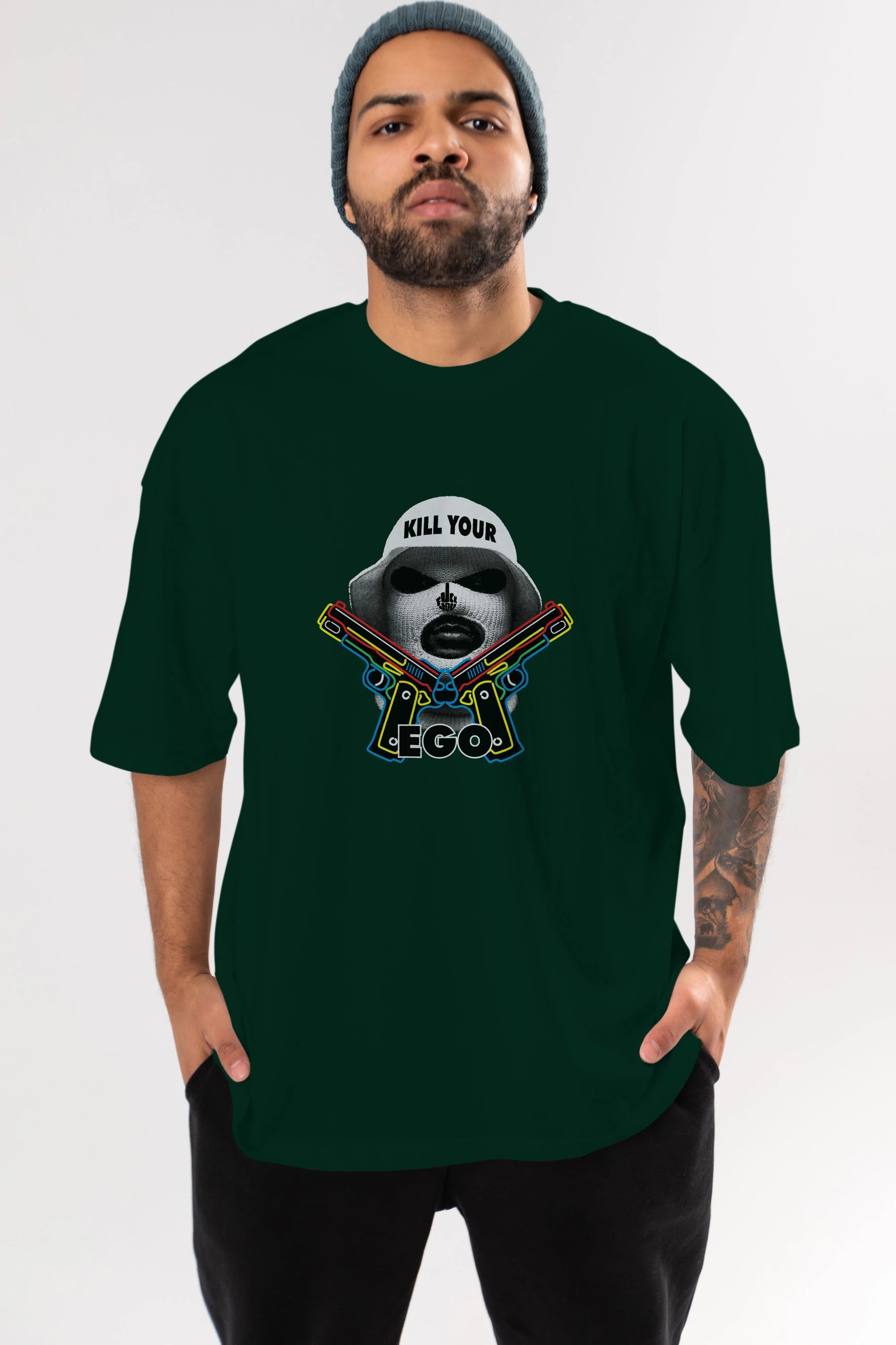 Kill Your Ego Ön Baskılı Oversize t-shirt Erkek Kadın Unisex